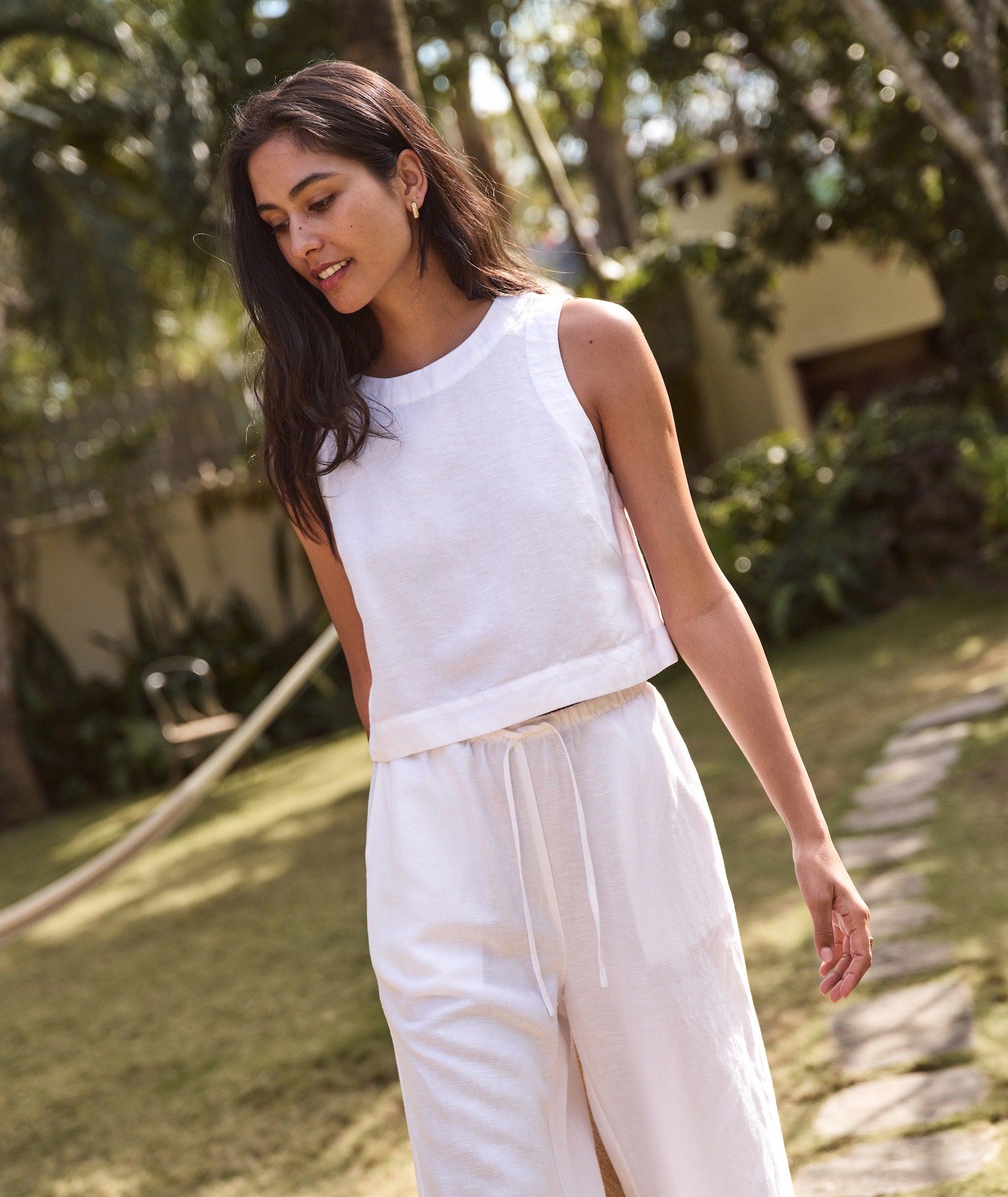 Linen Drawstring Wide Leg Pant Product Image