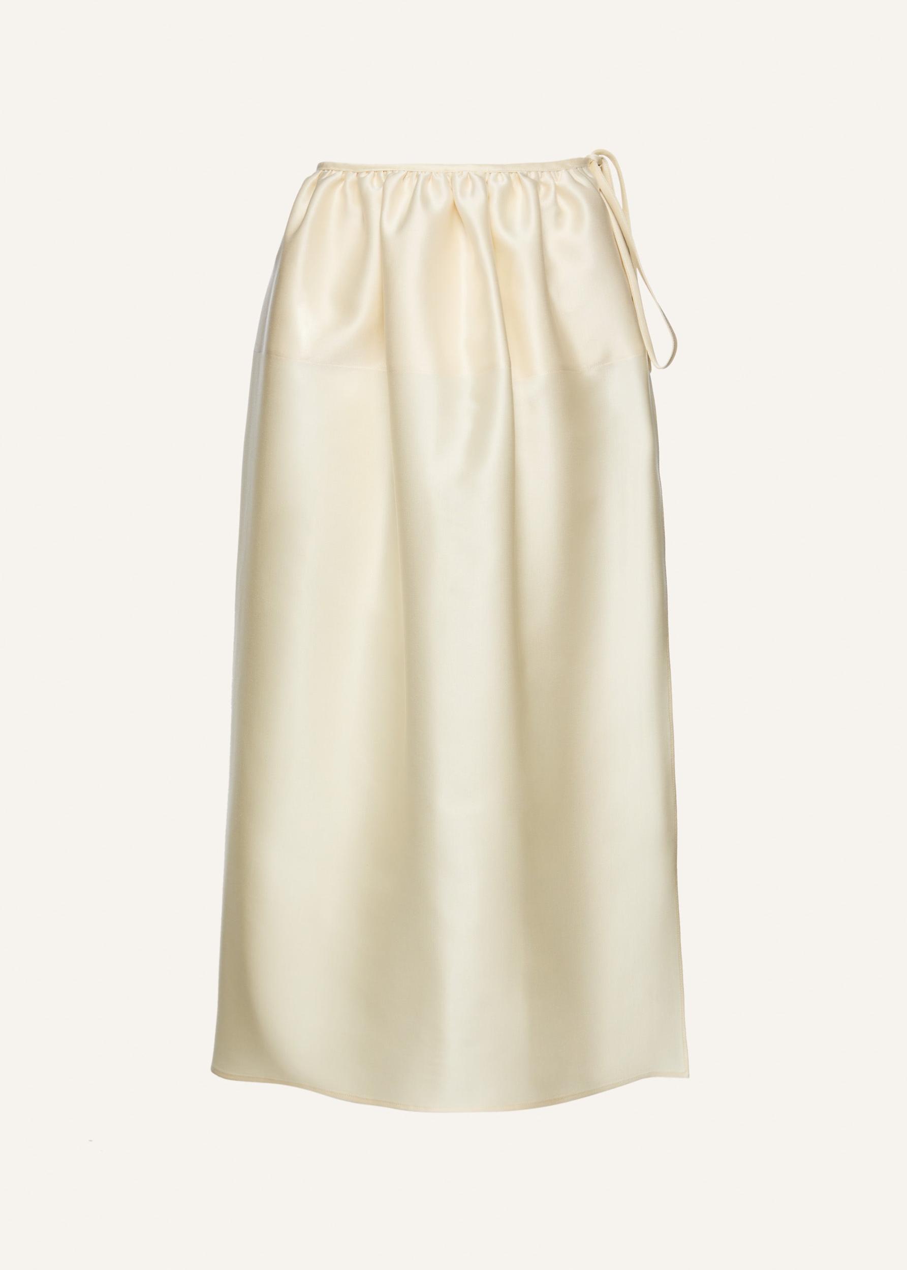 Tie waist balloon skirt in cream Product Image