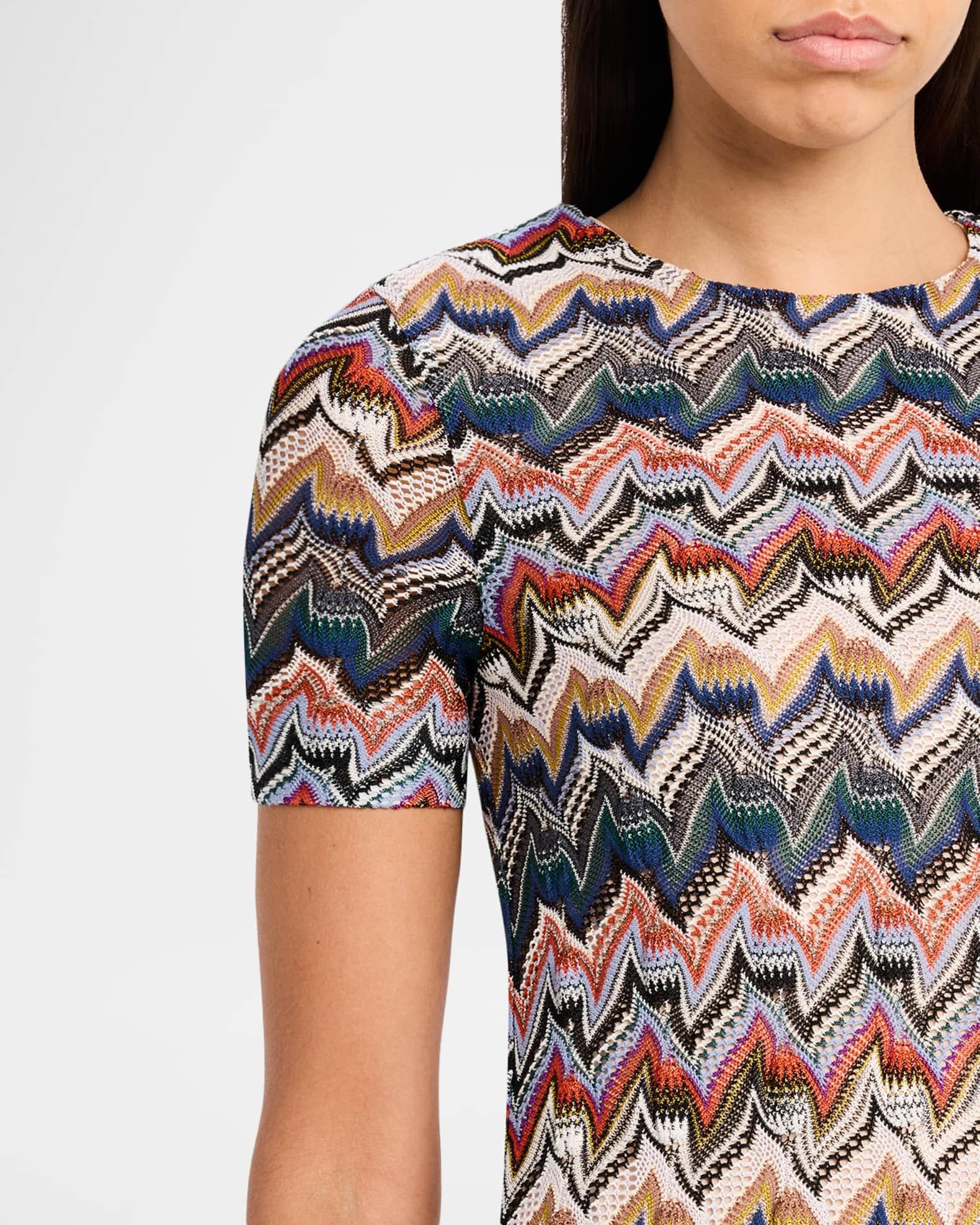 Metallic Zigzag Short-Sleeve Mini Dress Product Image