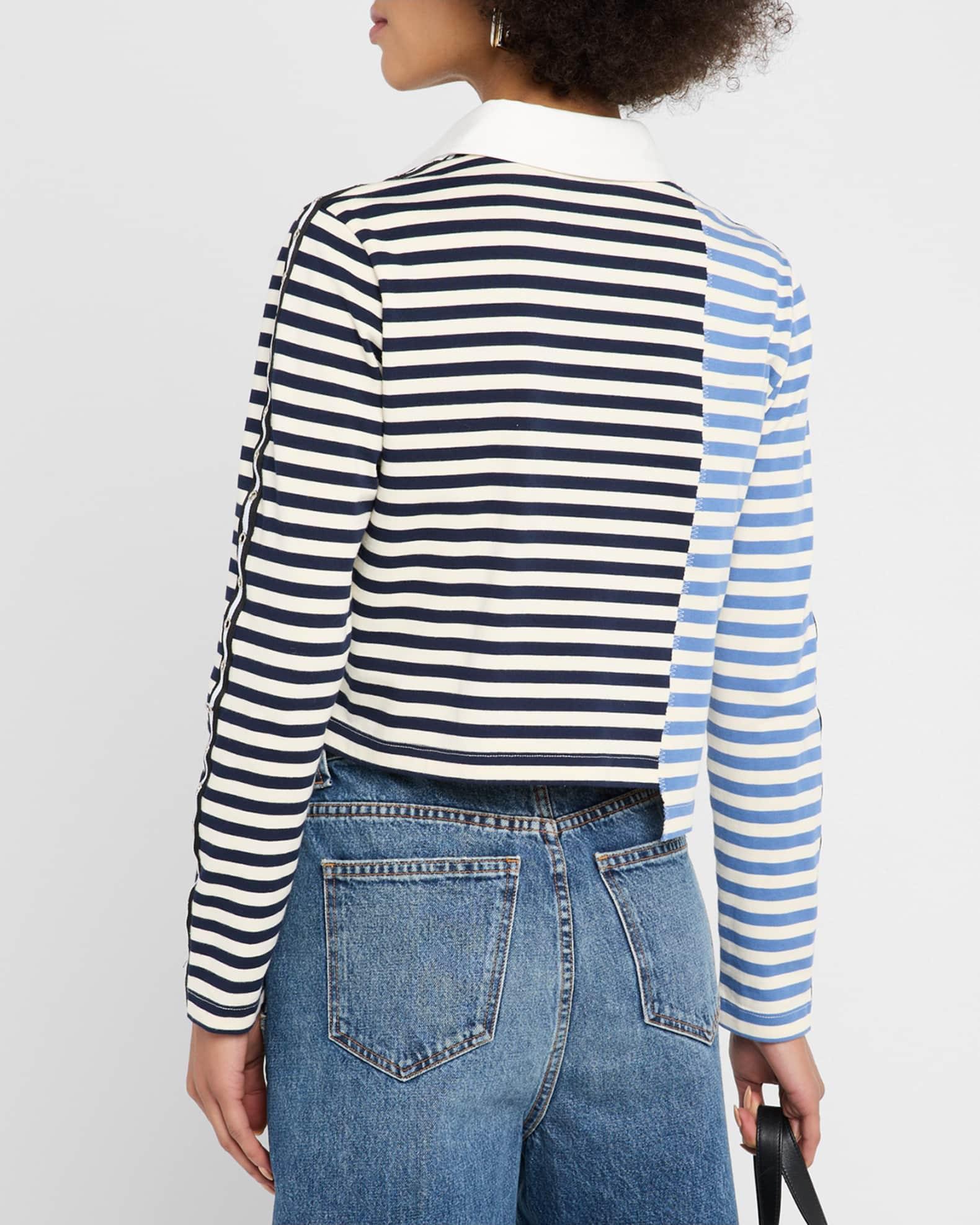 Long-Sleeve Patchwork Polo Shirt  Product Image