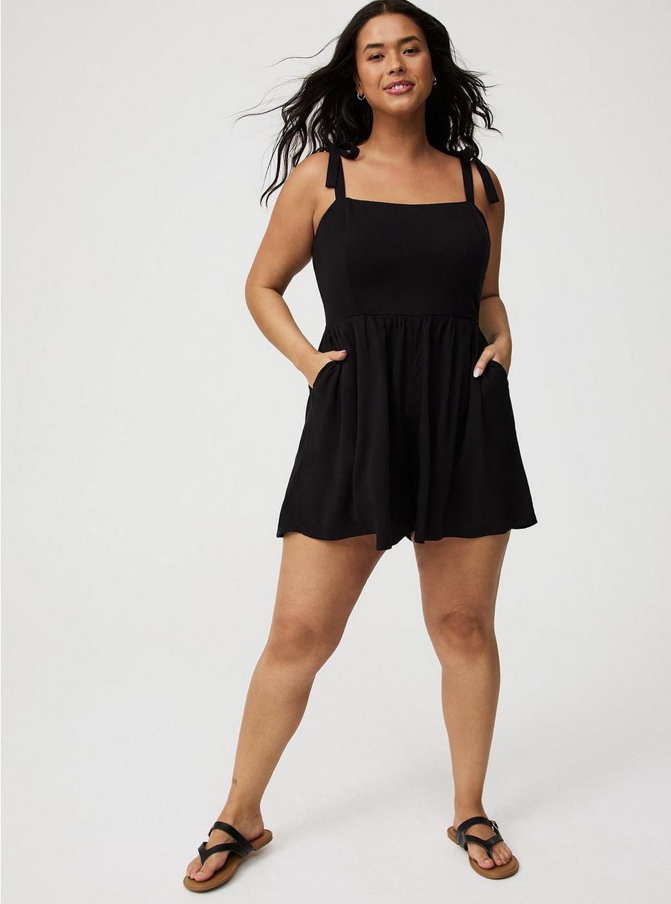 Rayon Slub Tie-Strap Romper Product Image