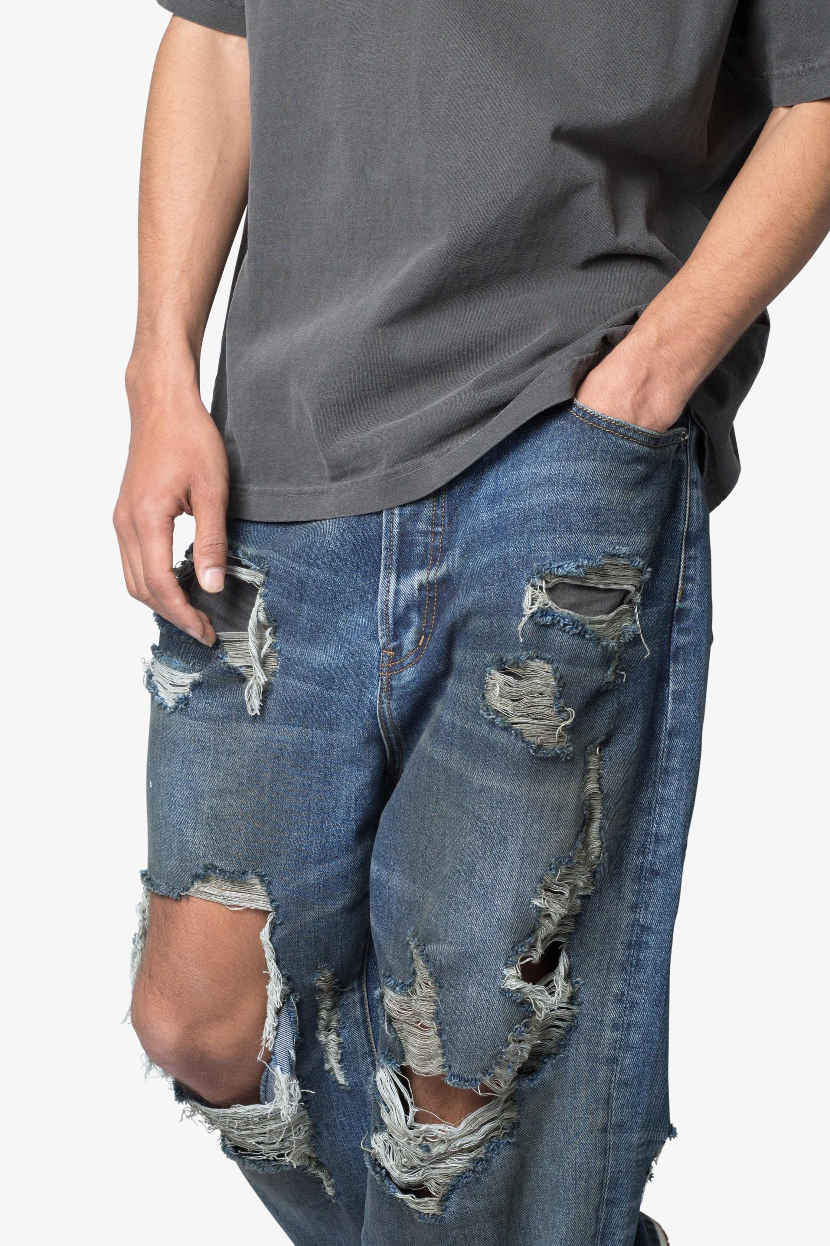 Ultra Baggy Decimated Denim - Blue Product Image