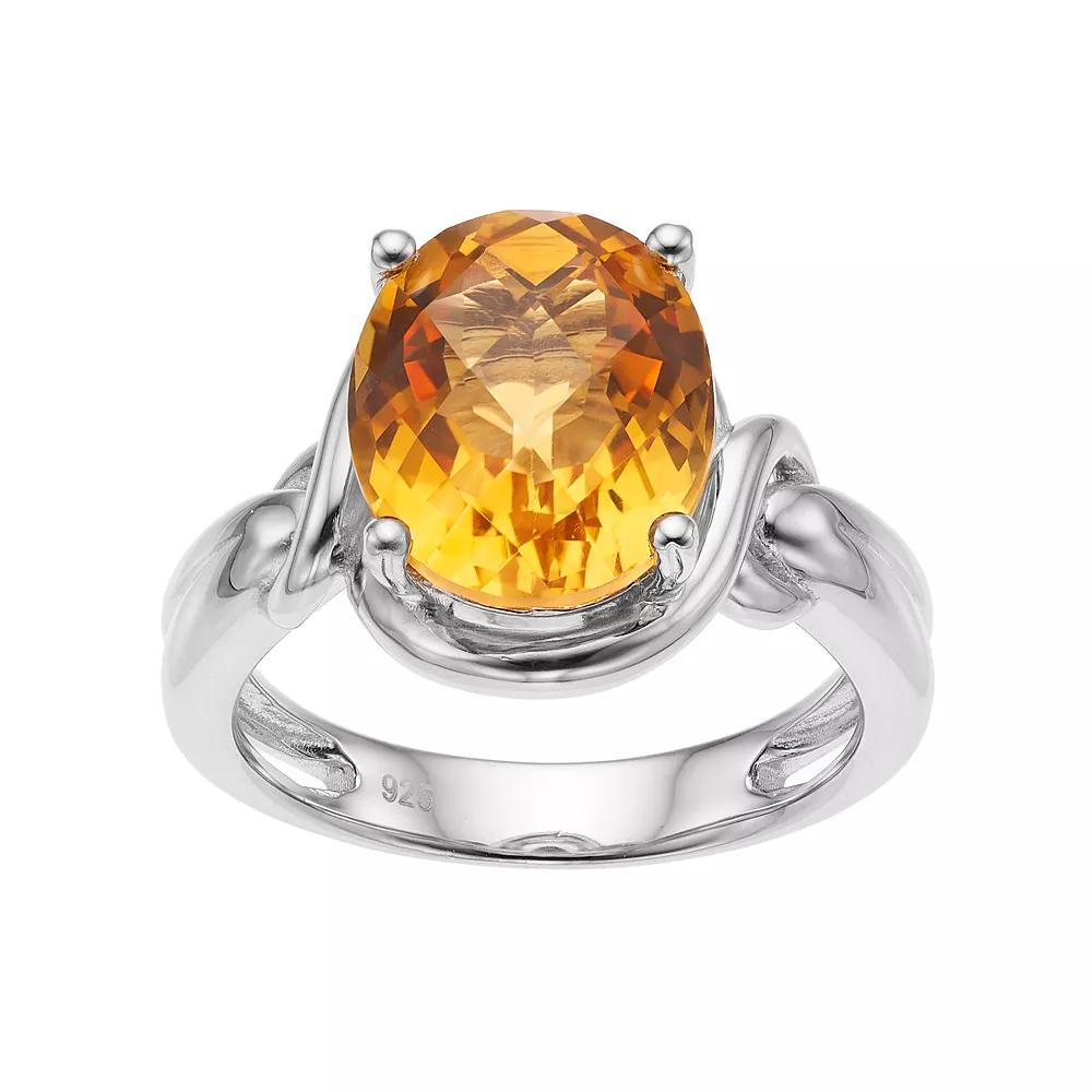 Sterling Silver Citrine Oval Ring, Women's, Size: 6 Product Image