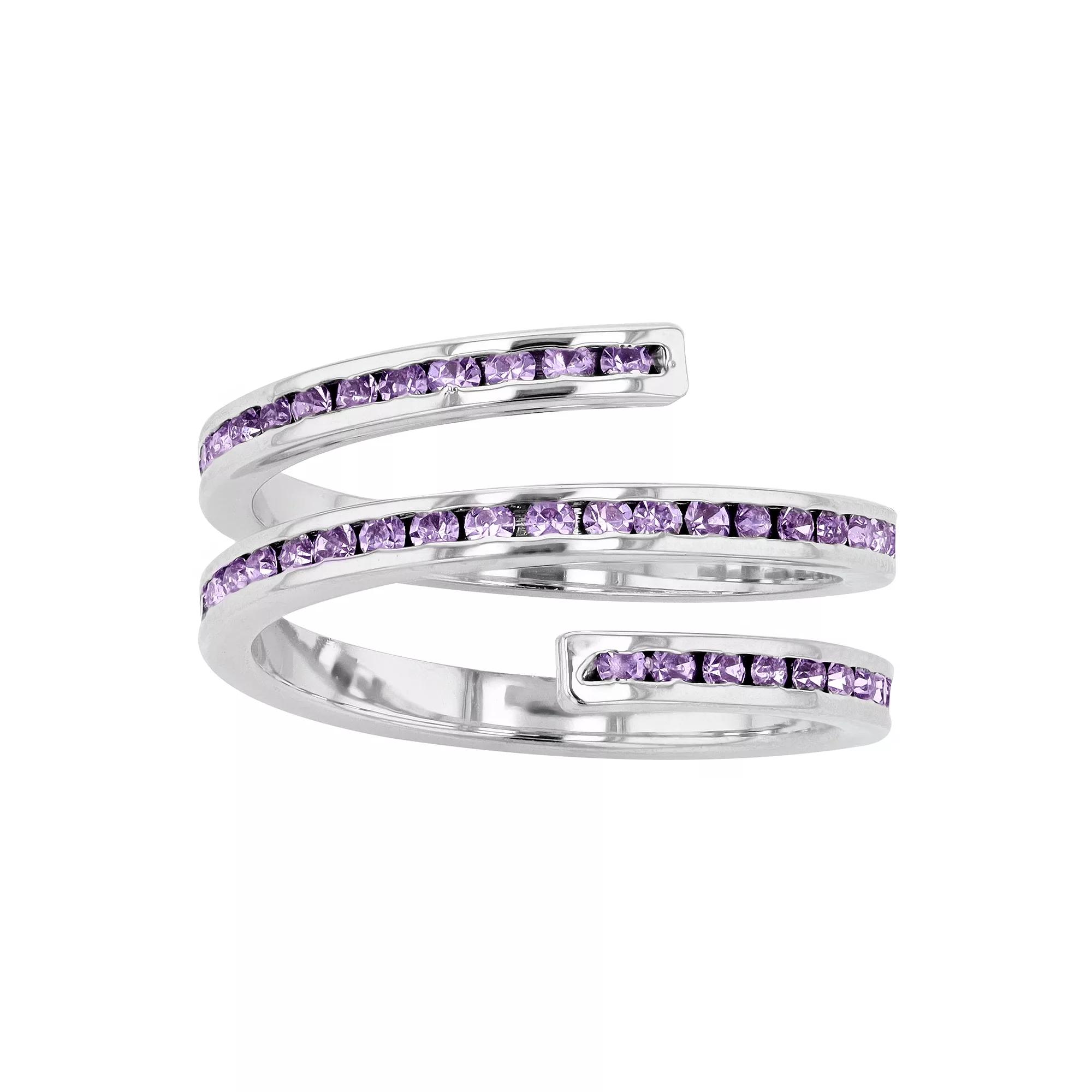 Traditions Jewelry Company Fine Silver Plated Purple Crystal Silver Ring, Women's,  Product Image