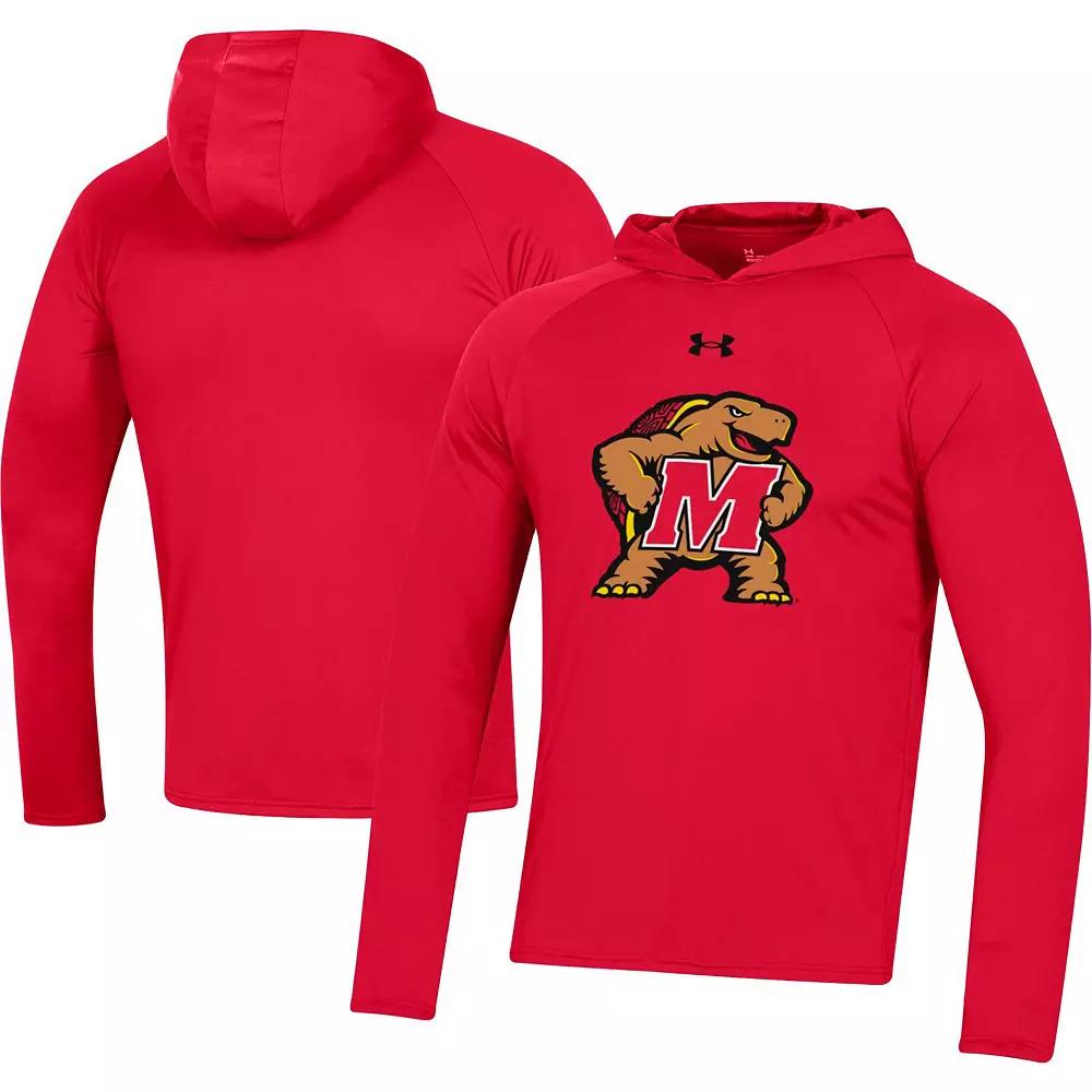 Men's Under Armour Red Maryland Terrapins School Logo Raglan Long Sleeve Hoodie Performance T-Shirt, Size: 2XL Product Image
