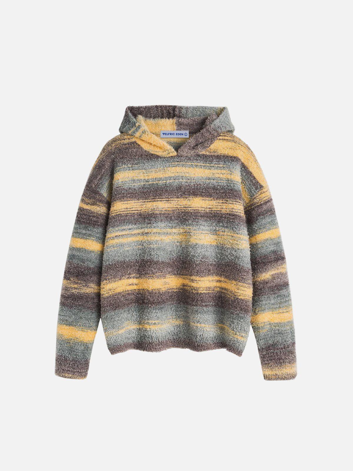 Aelfric Eden Gradient Stripe Knit Hoodie Product Image
