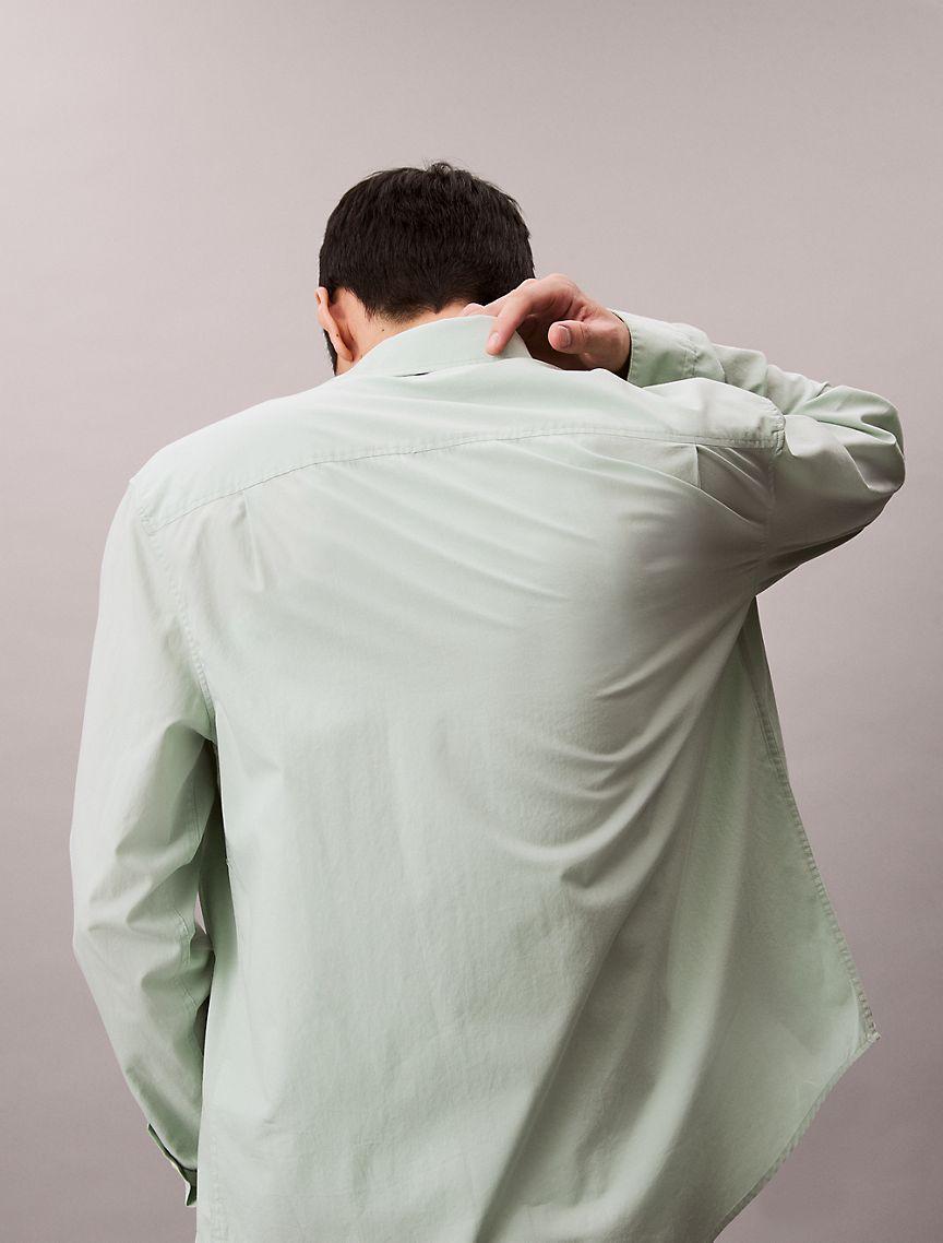Calvin Klein Mens Cotton Poplin Relaxed Button-Down Shirt - Green Product Image