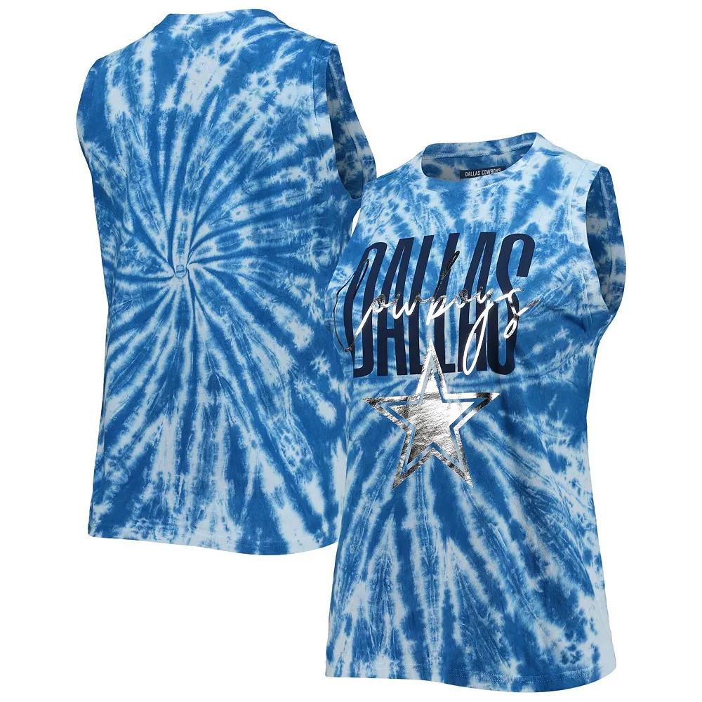 Women's Lauren James Royal Dallas Cowboys Tie-Dye Jersey Boxy Tank Top,  Product Image