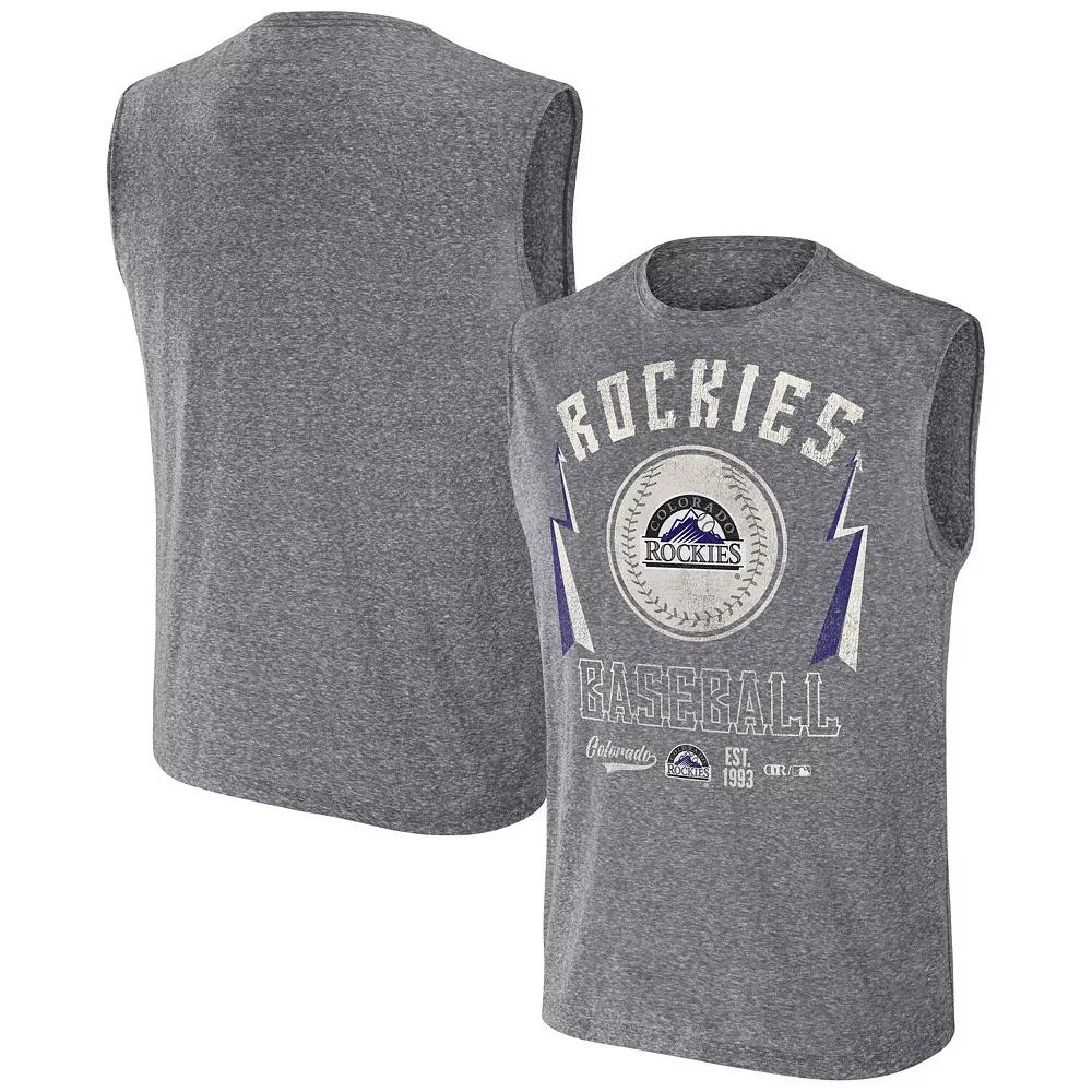 Men's Darius Rucker Collection by Fanatics Charcoal Colorado Rockies Muscle Tank Top, Size: Small Product Image