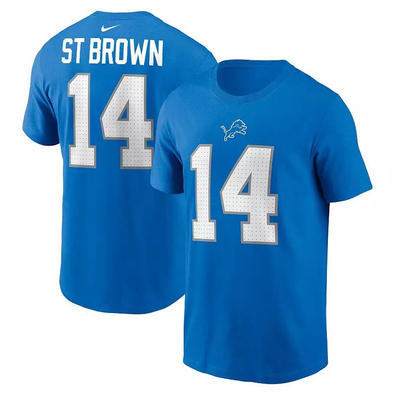 Men's Nike Amon-Ra St. Brown Blue Detroit Lions Name & Number T-Shirt, Size: 2XL Product Image