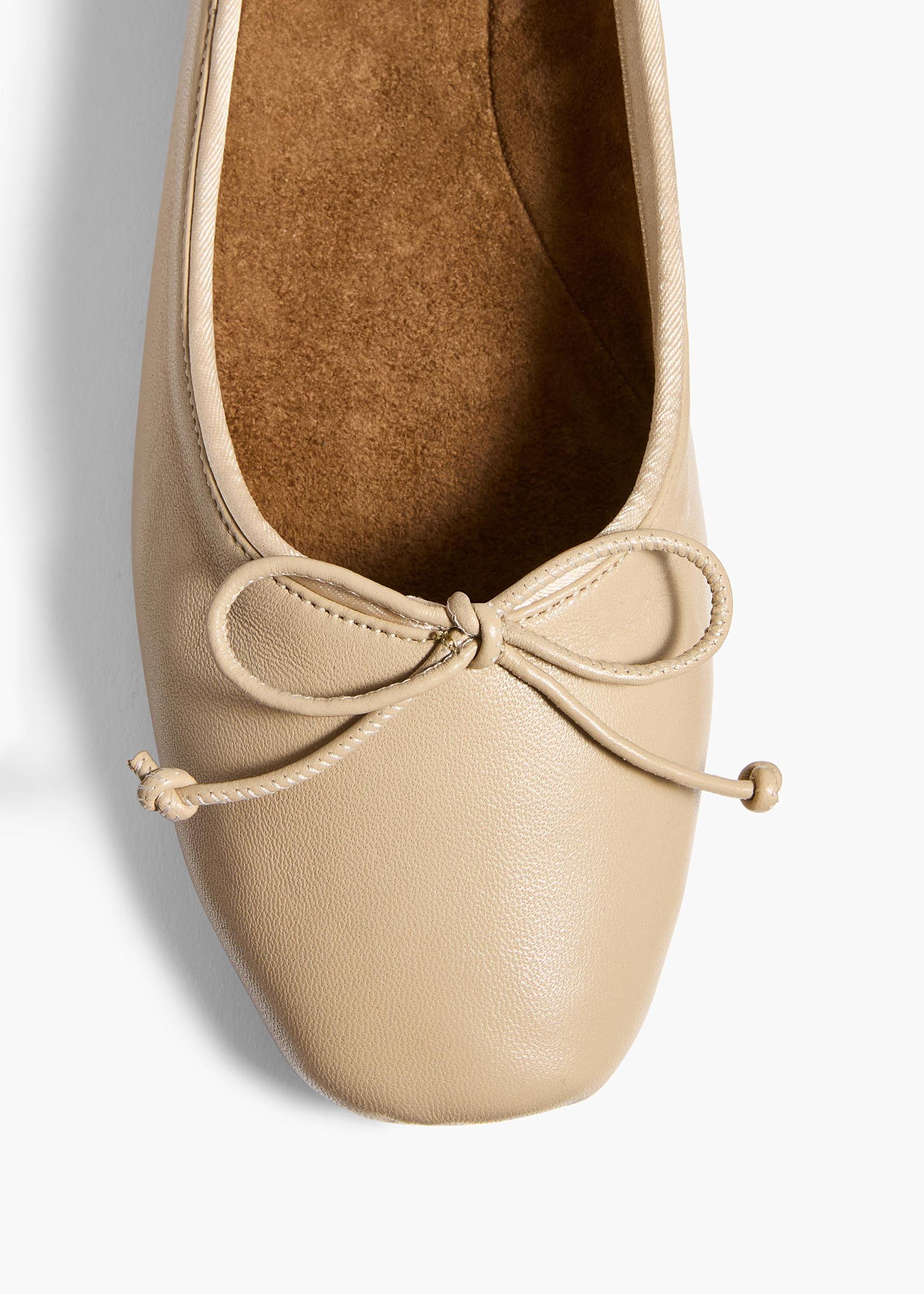 Charlotte Ballerina Flat in Beige Leather Product Image