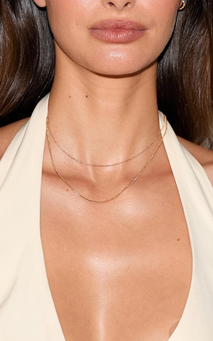Gold Dainty Simple Chain Double Layering Necklace Product Image