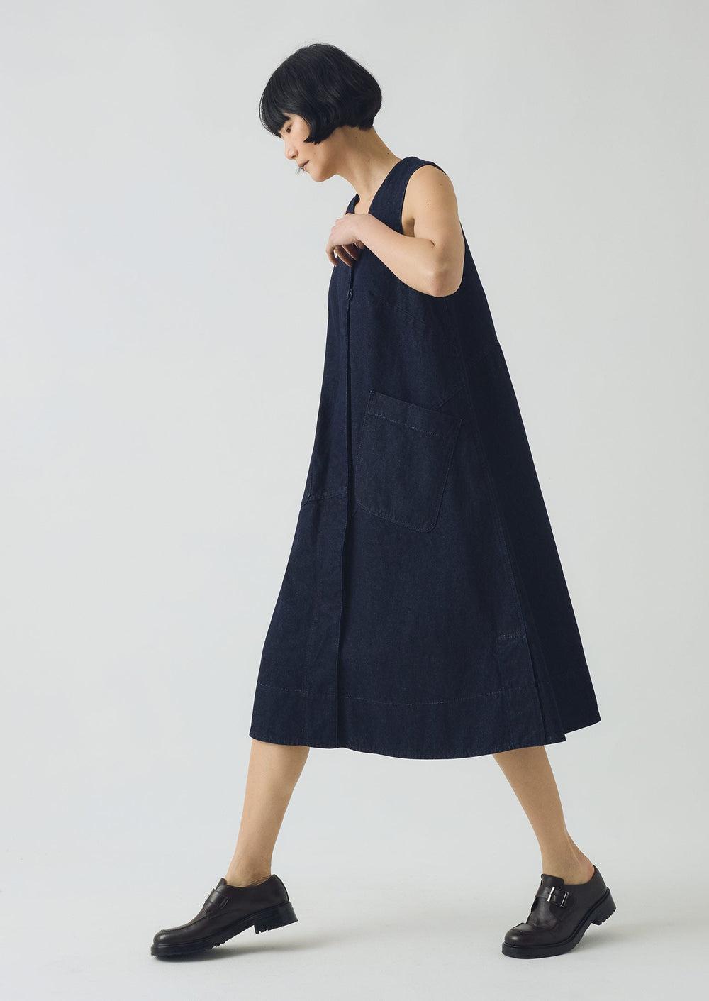 A Line Denim Tunic Dress | Indigo Product Image