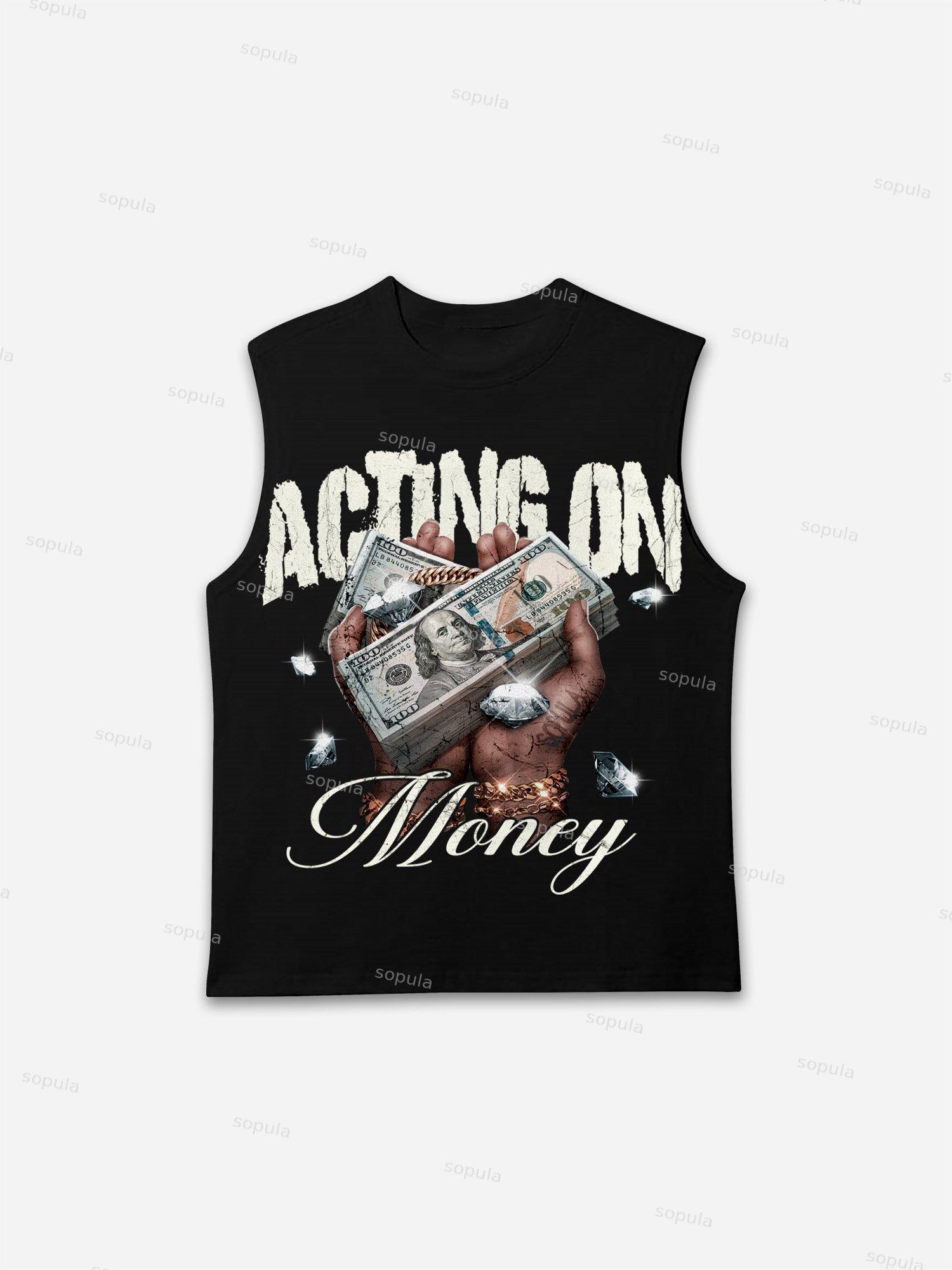 In God We Trust, In Cash We Move Vintage Graphic Sleeveless Shirts Tank Top Product Image