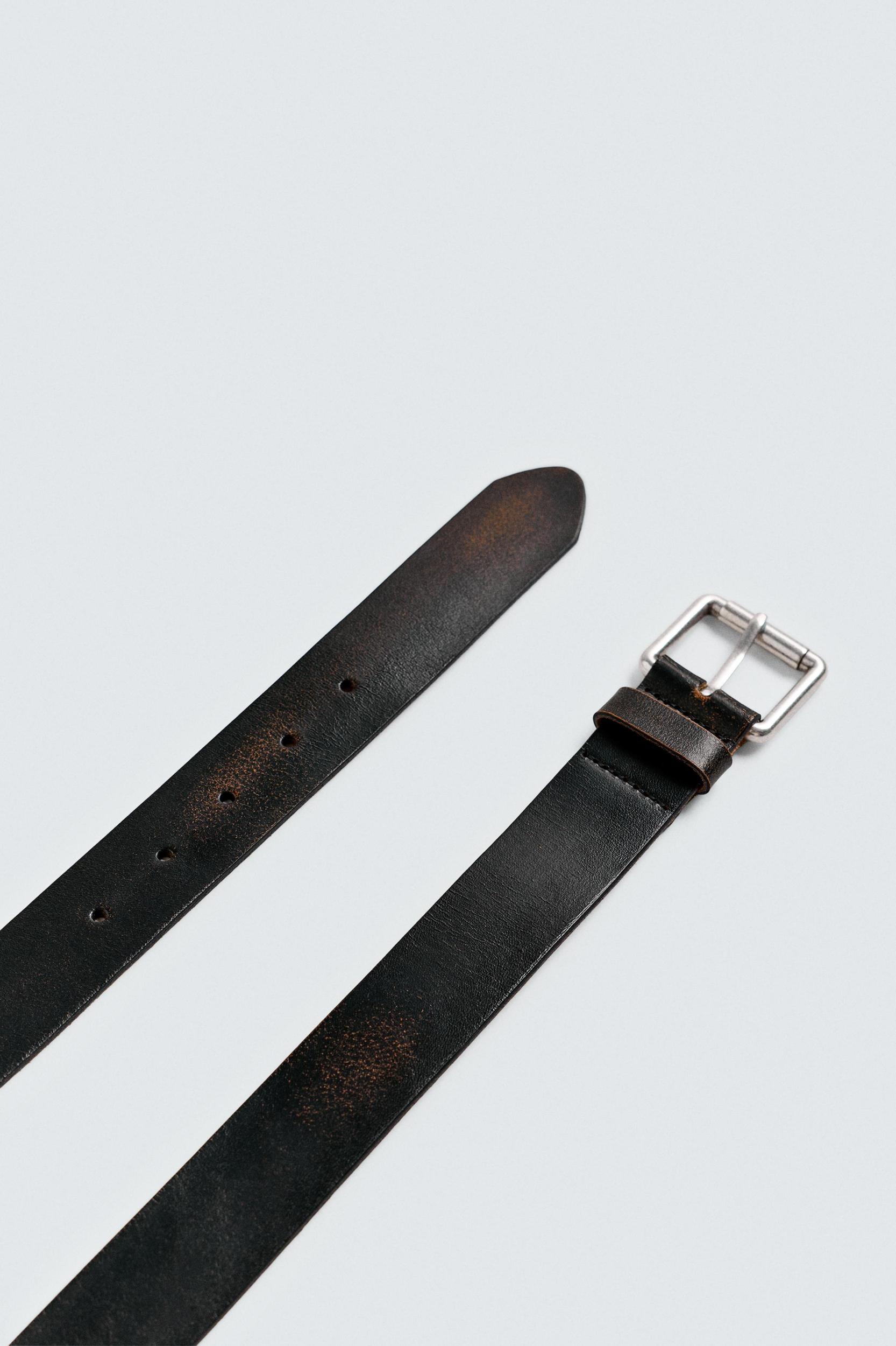 VINTAGE EFFECT LEATHER BELT Product Image
