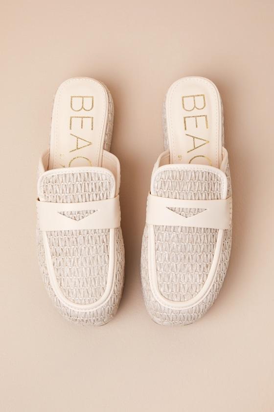 Wren Natural Raffia Platform Loafer Mules Product Image