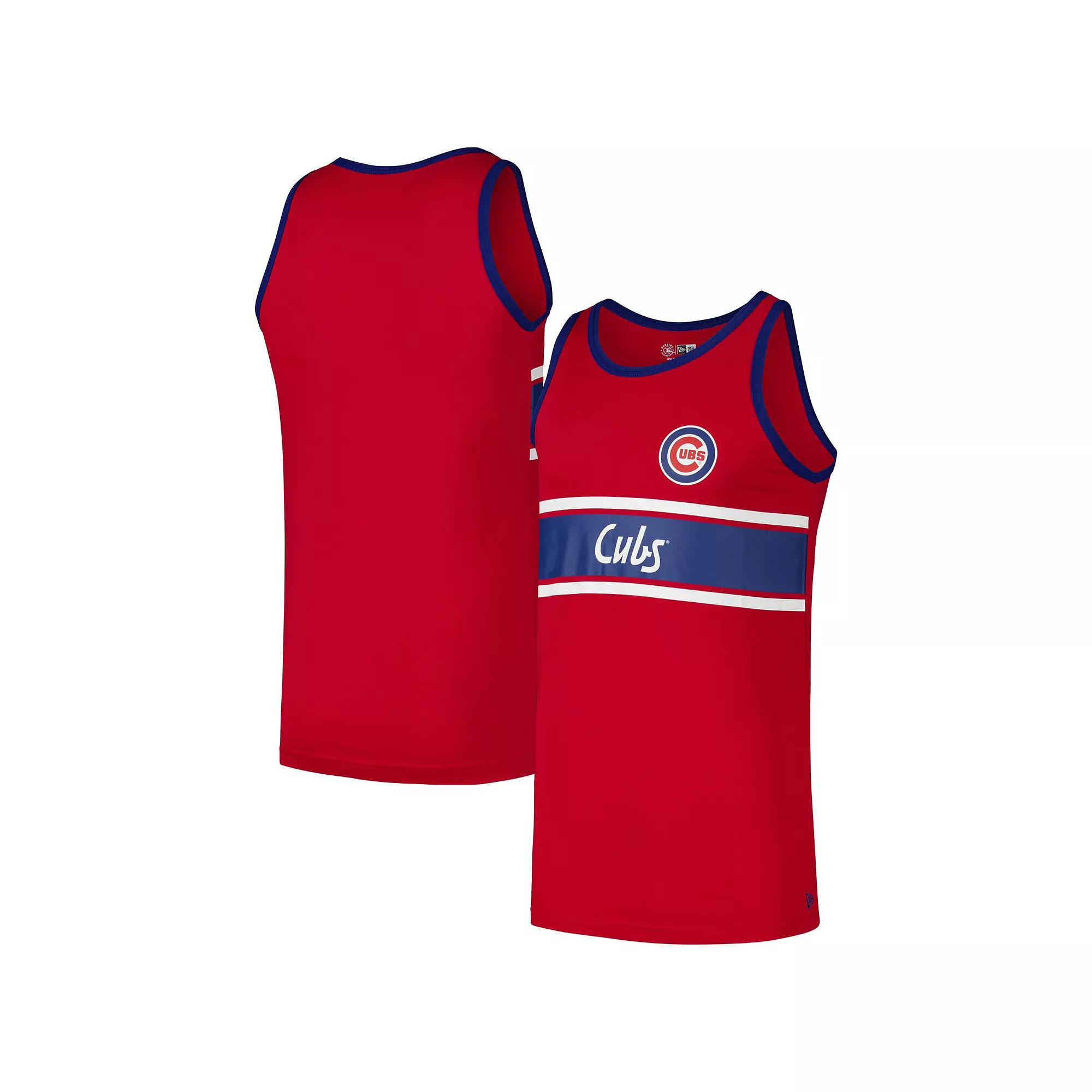 Men's New Era Red Chicago Cubs Jersey Ringer Tank Top,  Product Image