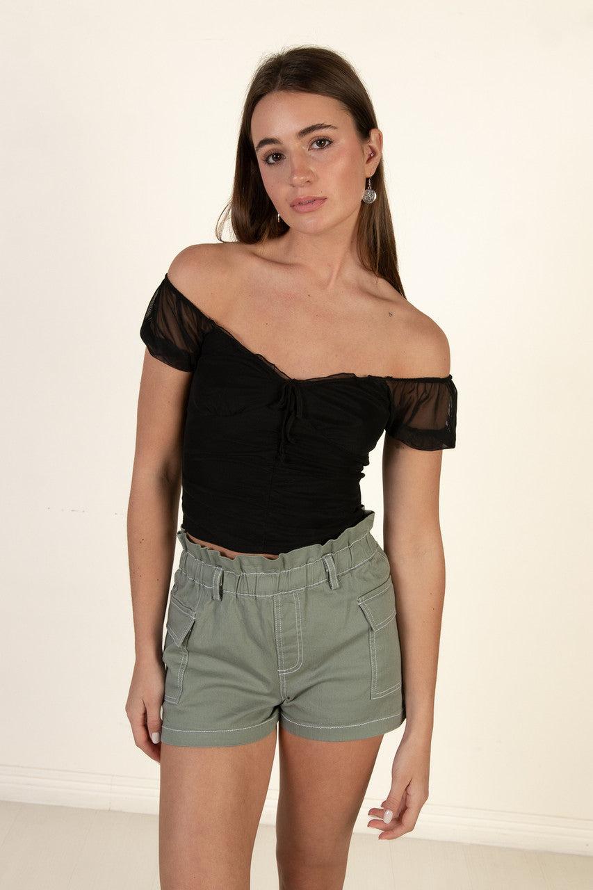 Taupe Paperbag Waist Cargo Shorts Product Image