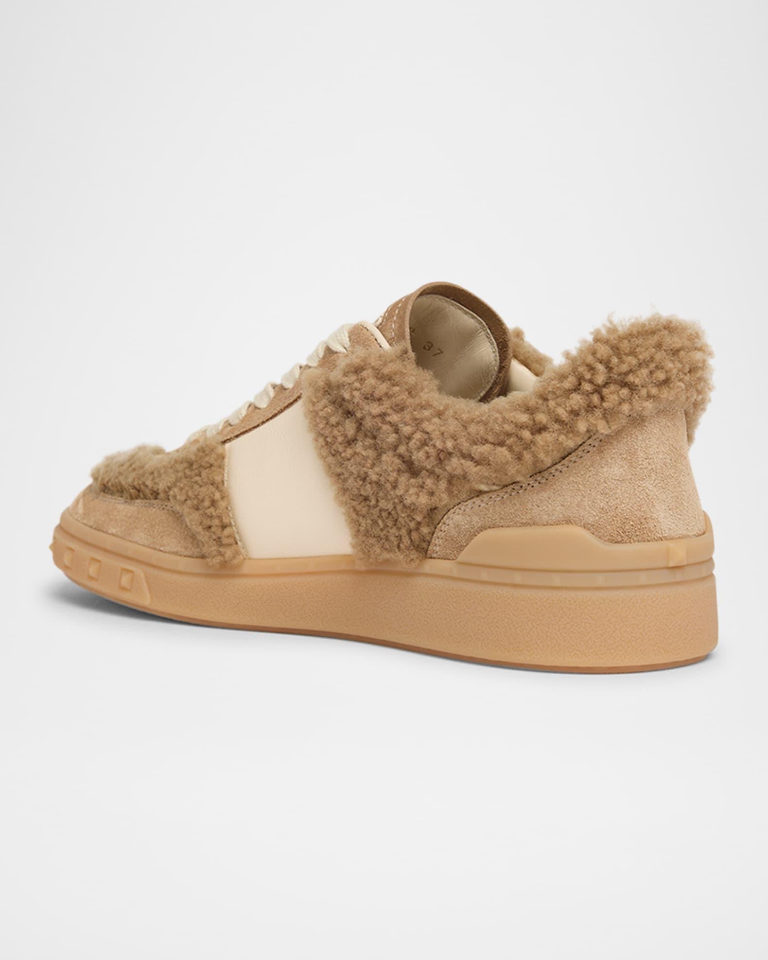 Upvillage Suede Shearling Low-Top Sneakers Product Image