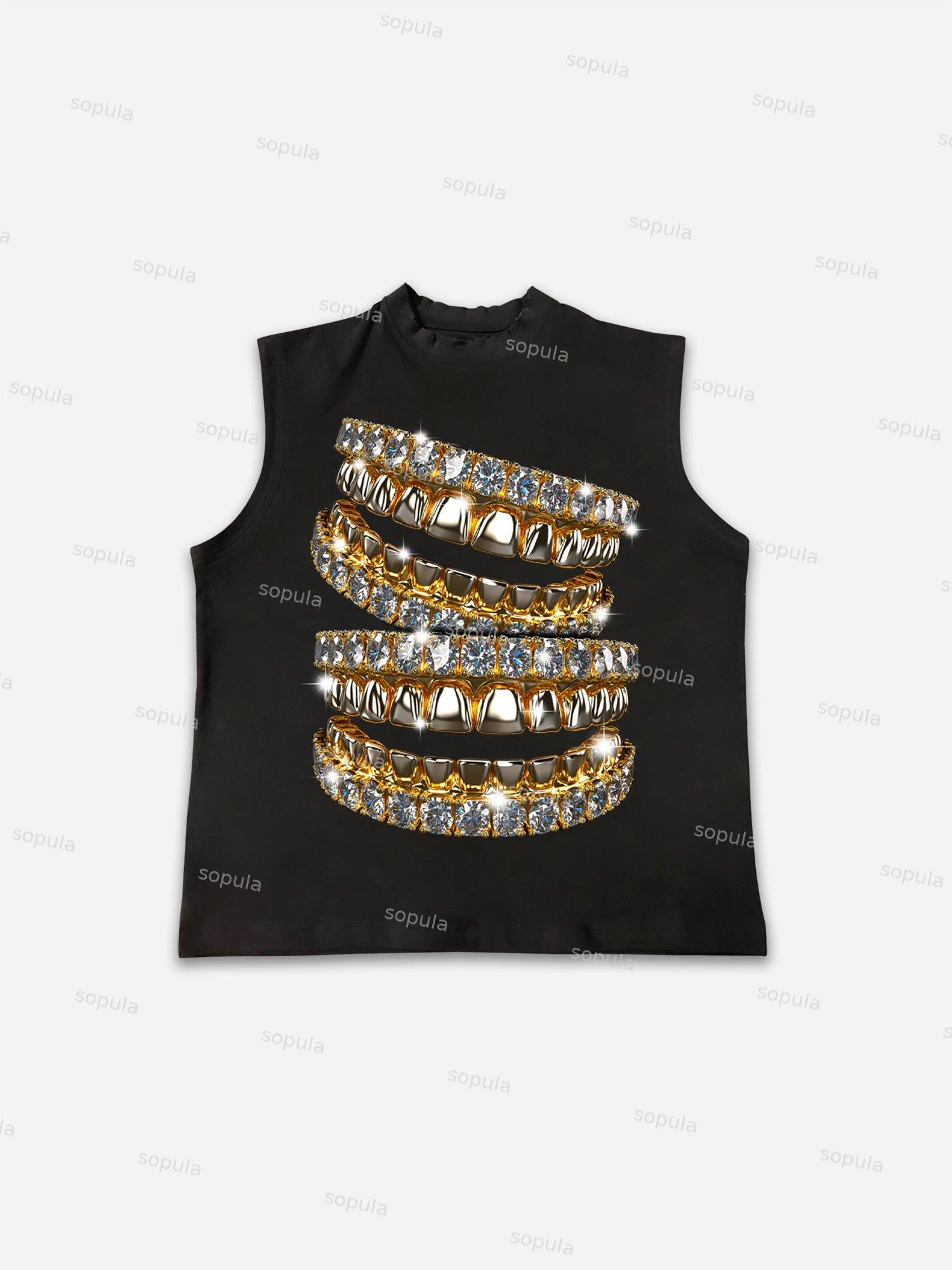 Street Diamond Jewelry Braces Graphic Cotton Tank Top Product Image