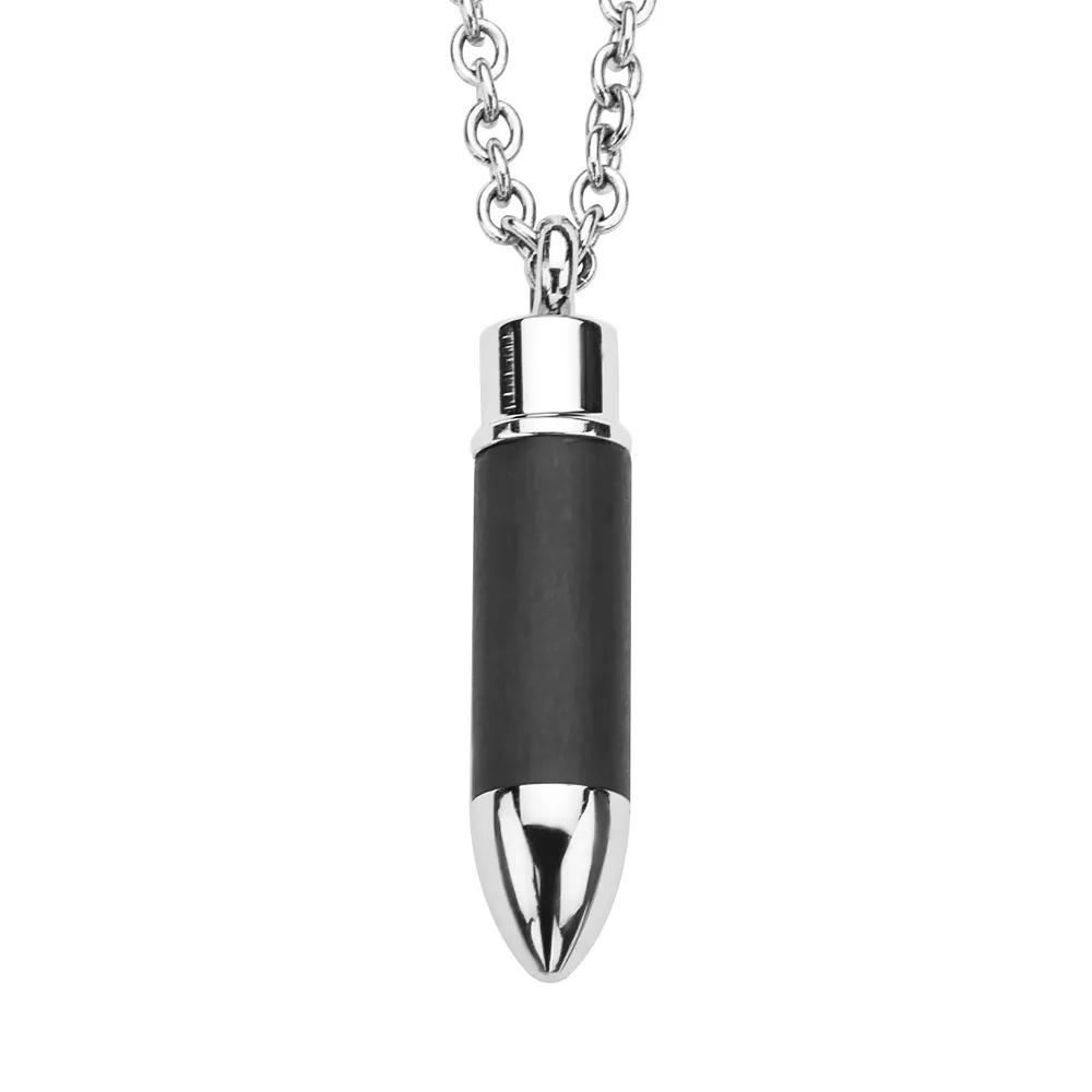 Men's Carbon Graphite Bullet Pendant Necklace, Size: 22", Stainless Product Image