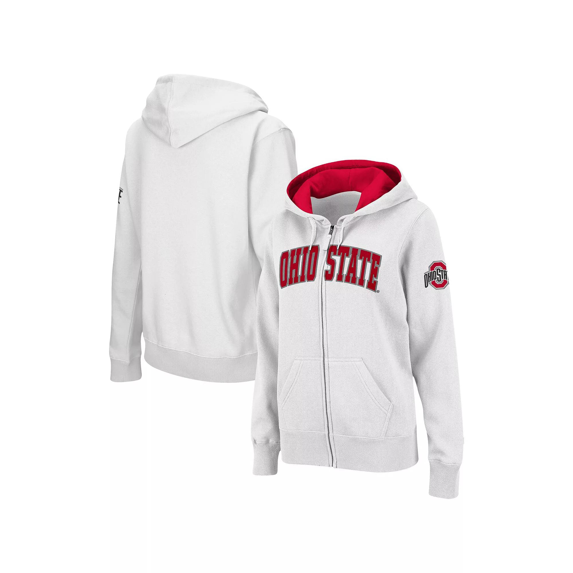 Women's White Ohio State Buckeyes Arched Name Full-Zip Hoodie, Size: Small Product Image