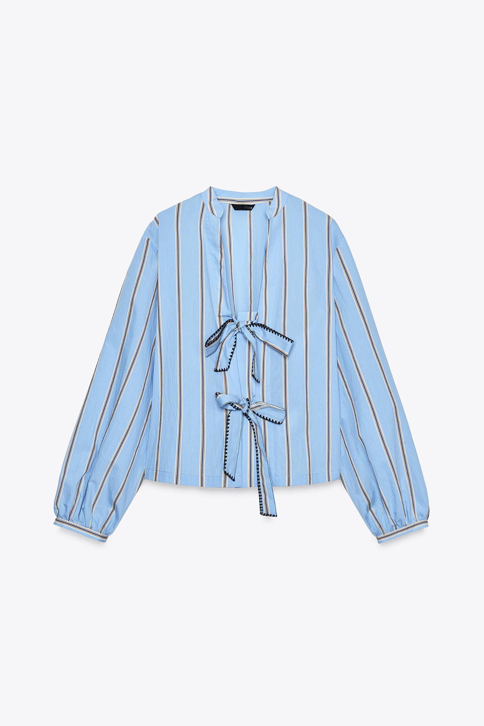 STRIPED POPLIN SHIRT WITH TIES Product Image