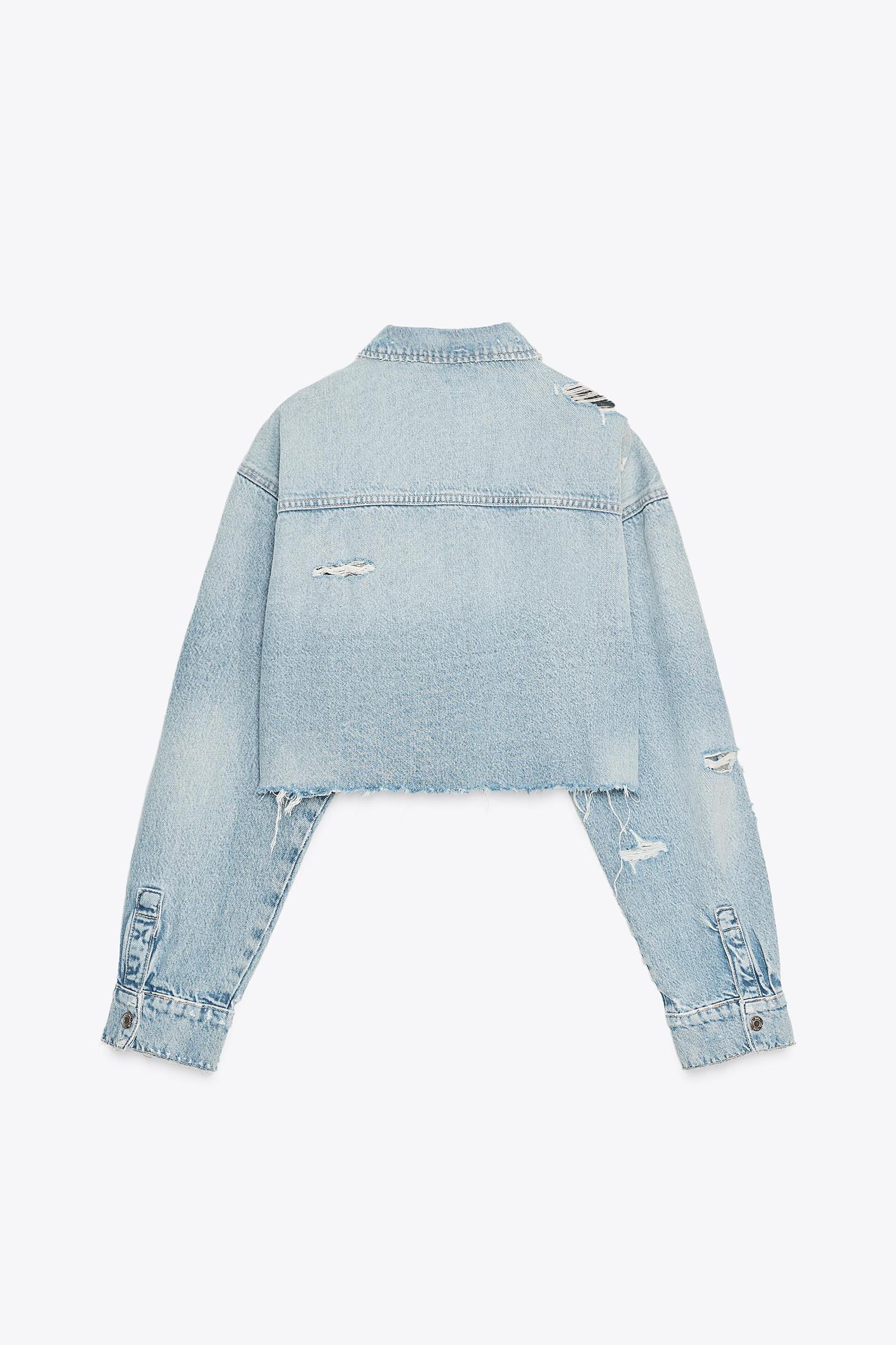 TRF RIPPED CROP DENIM OVERSHIRT Product Image