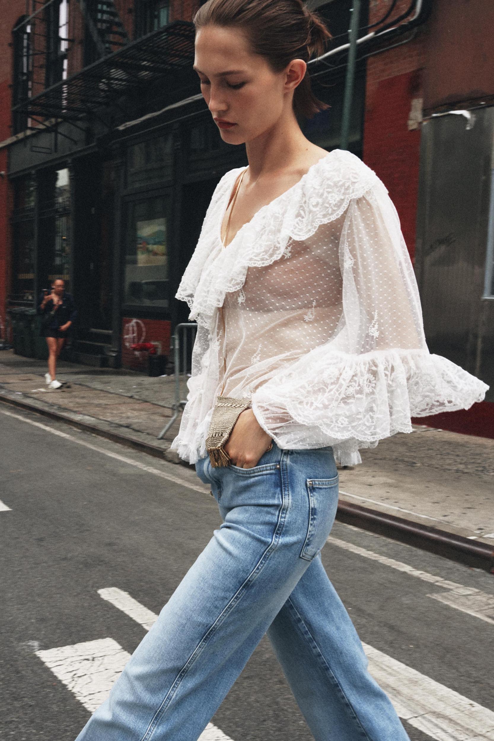 SEMI-SHEER ROMANTIC BLOUSE Product Image