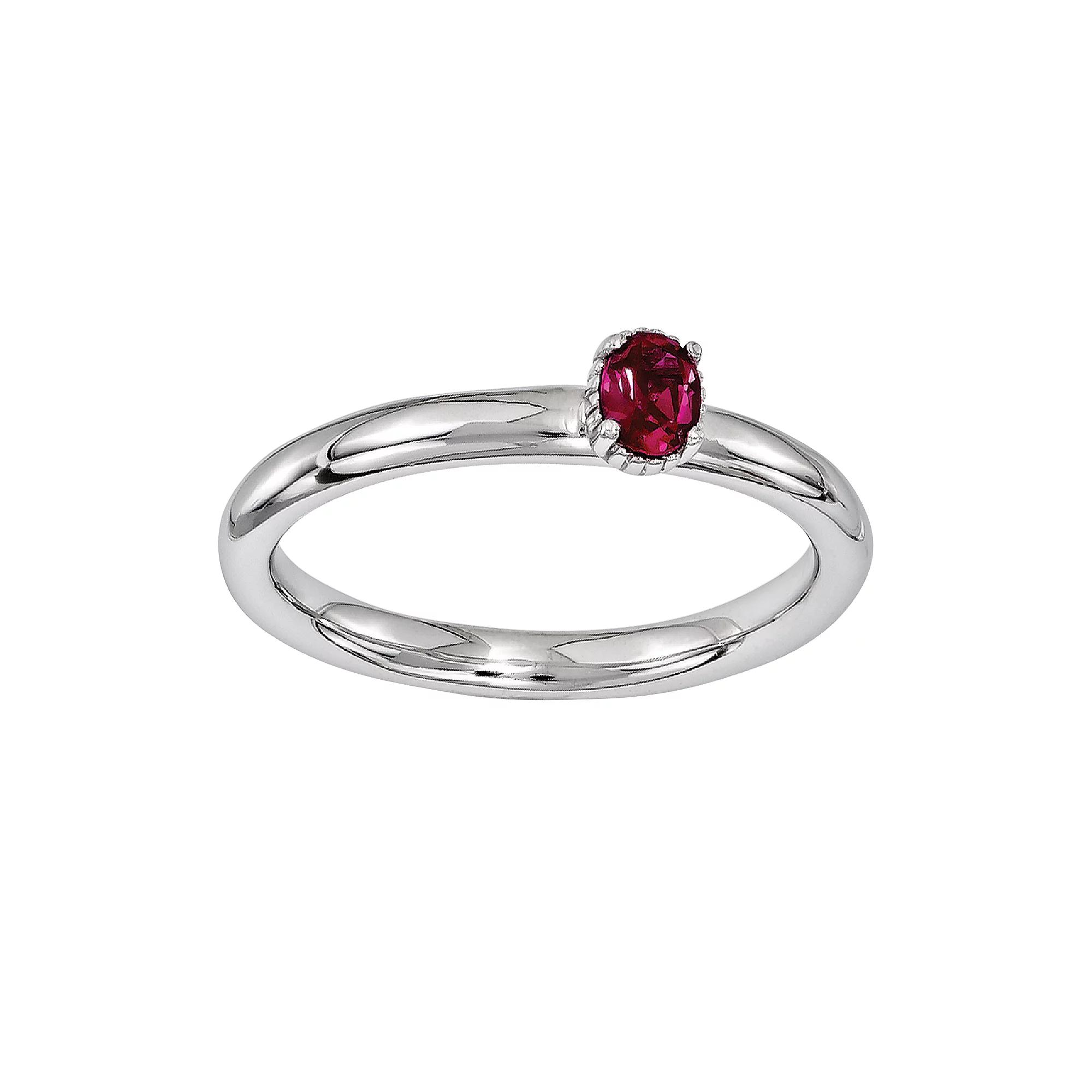 Stacks & Stones Sterling Silver Lab-Created Ruby Stack Ring, Women's, Size: 8, Red Product Image