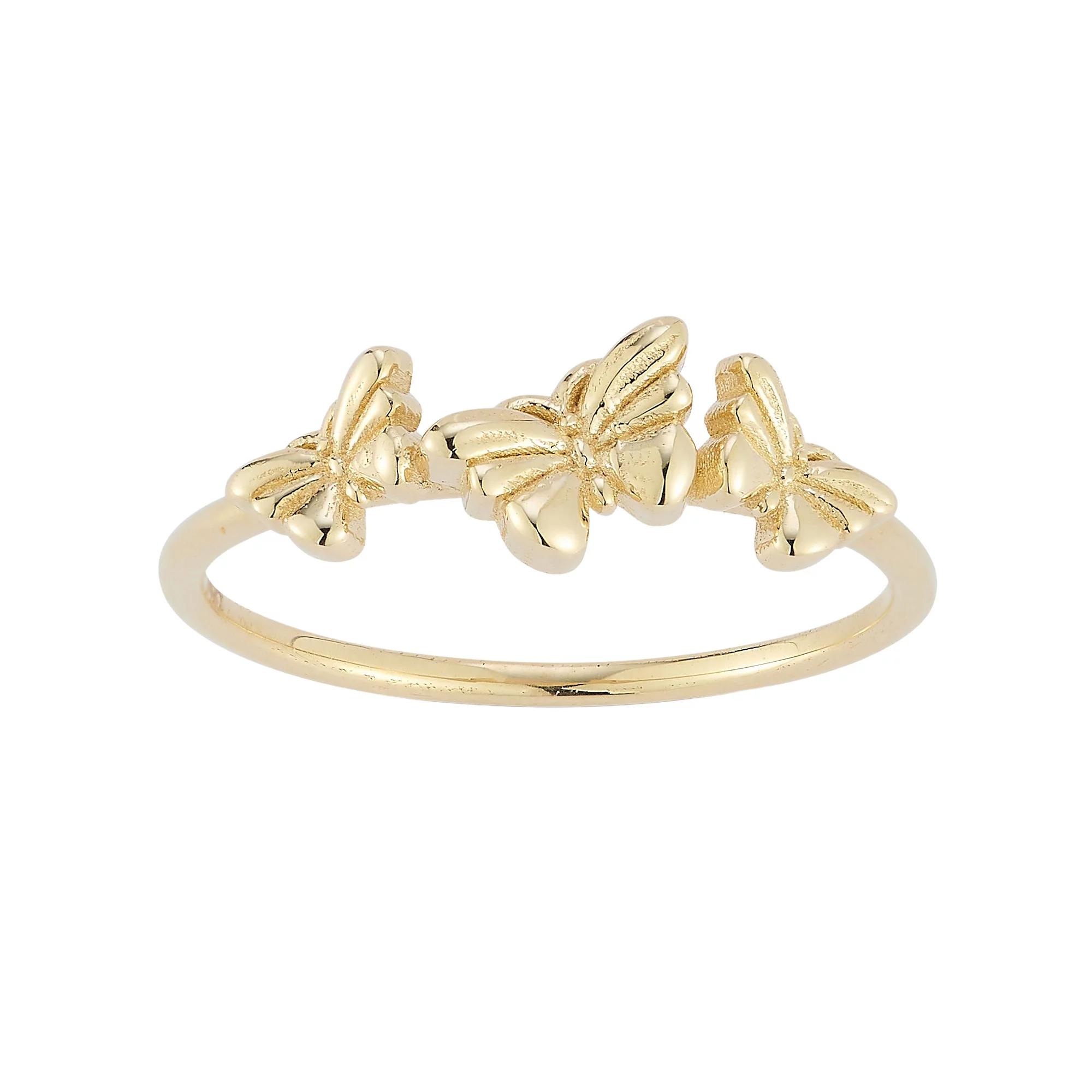 LUMINOR GOLD 14k Gold Tri Butterfly Ring, Women's, Size: 8 Product Image