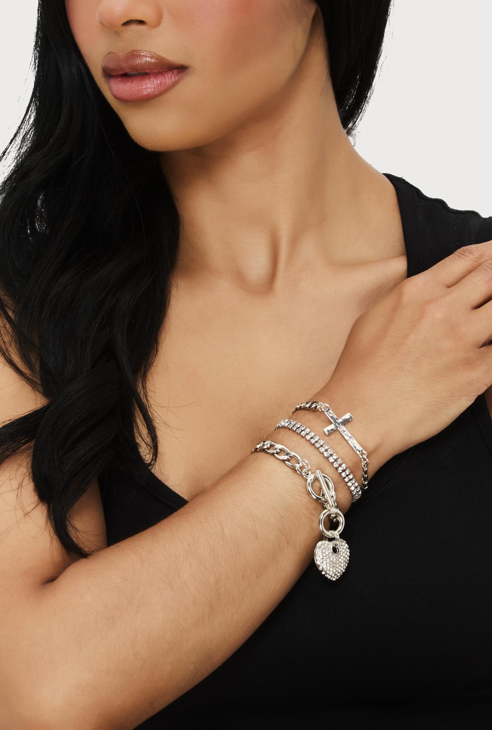 Metallic Hoop Earrings and Choker Necklace with Cuff Bracelet 3 Piece Set Unisex Product Image