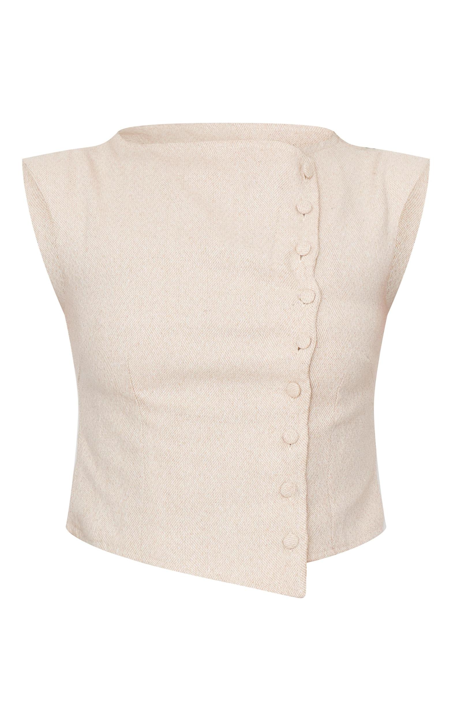 Cream Woven Boatneck Vest Product Image