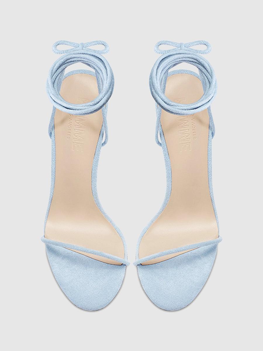 Barely There Lace Up Heel - Powder Blue Product Image