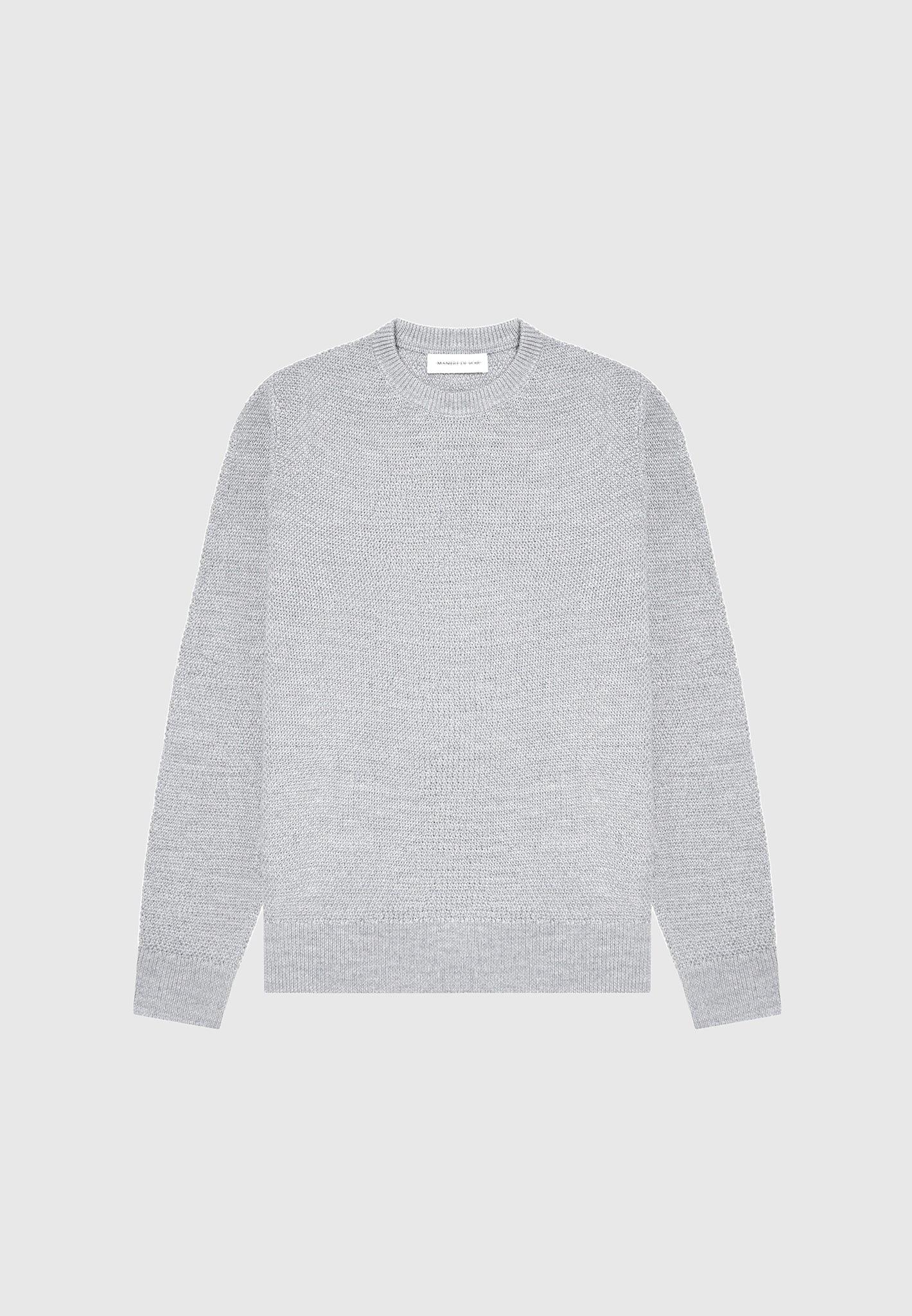 Gabin - Textured Wool Blend Jumper - Grey Male Product Image