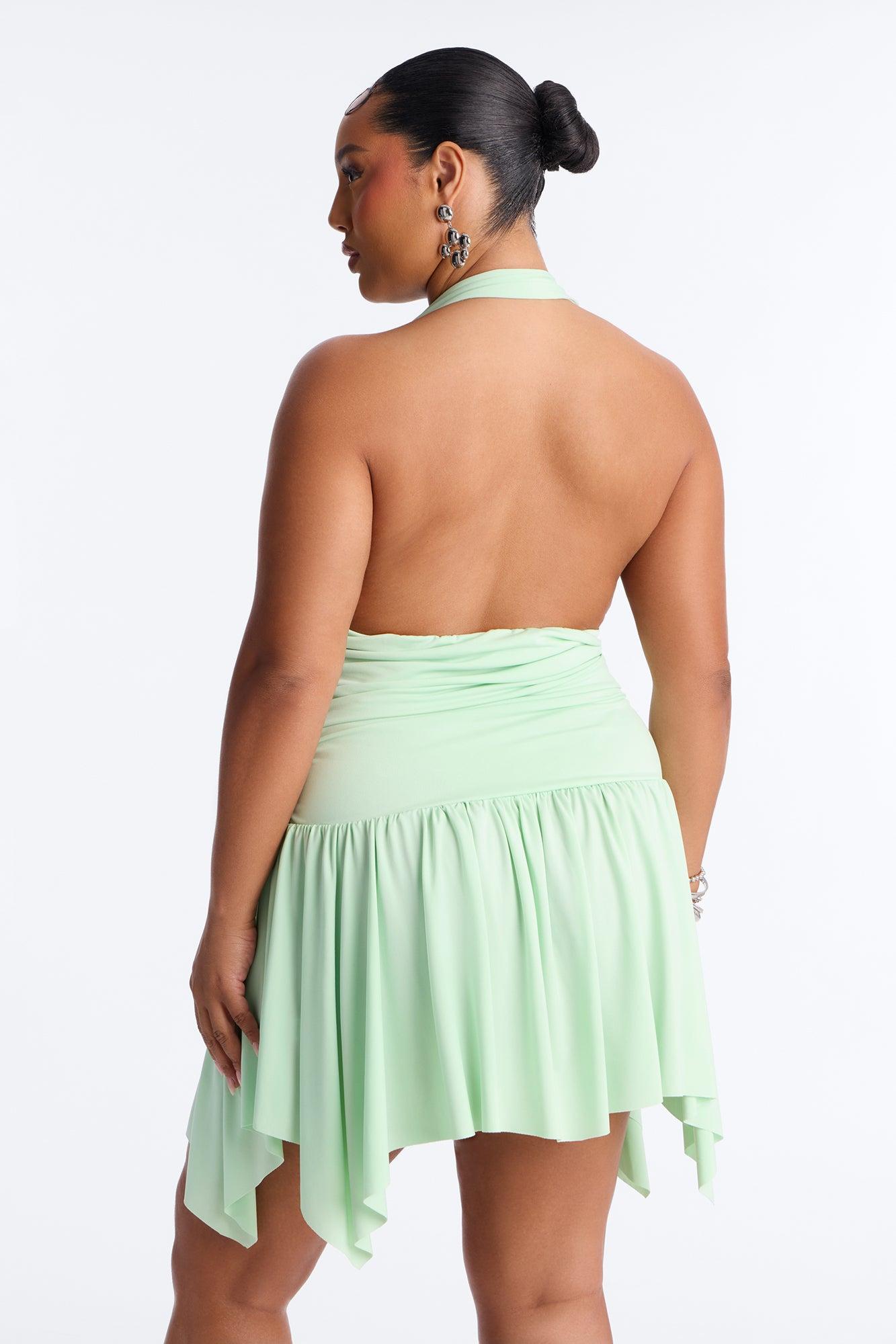 Elena Halter Ruched Mini Dress - Sage Female Product Image