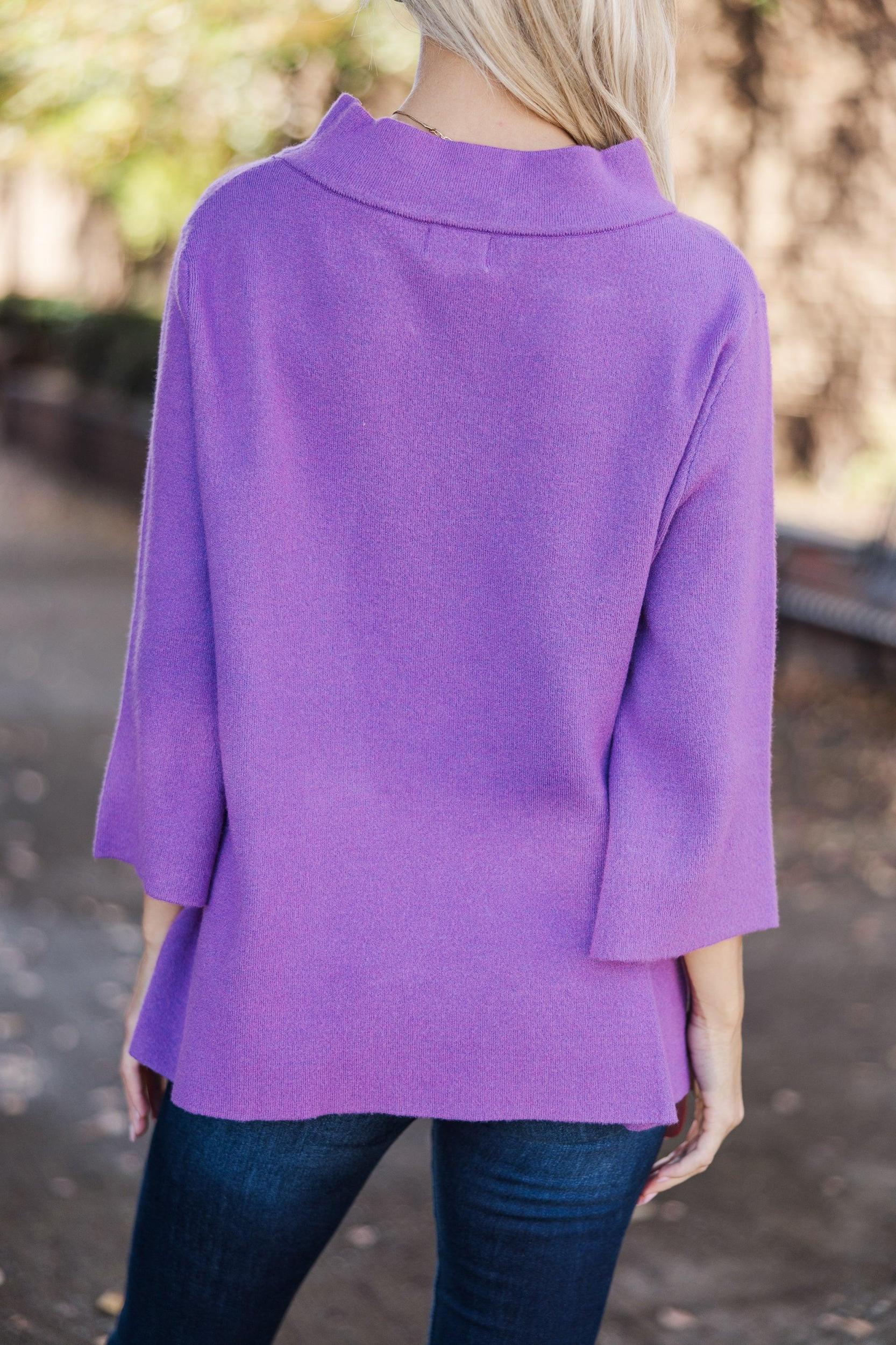 Just A Feeling Purple Mock Neck Sweater Female Product Image