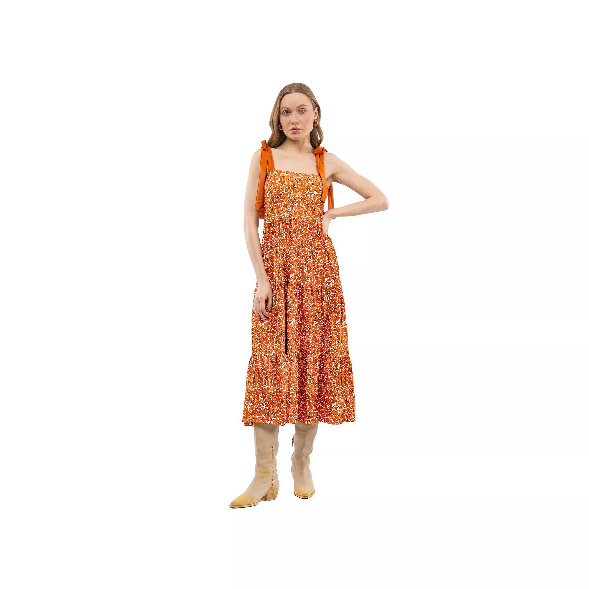 Women's Smith & Quinn  Orange Texas Longhorns Tied Shoulder Tiered Maxi Dress, Size: Small Product Image
