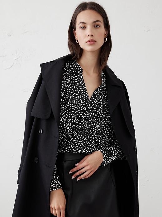 Crepe Volume-Sleeve Blouse Product Image