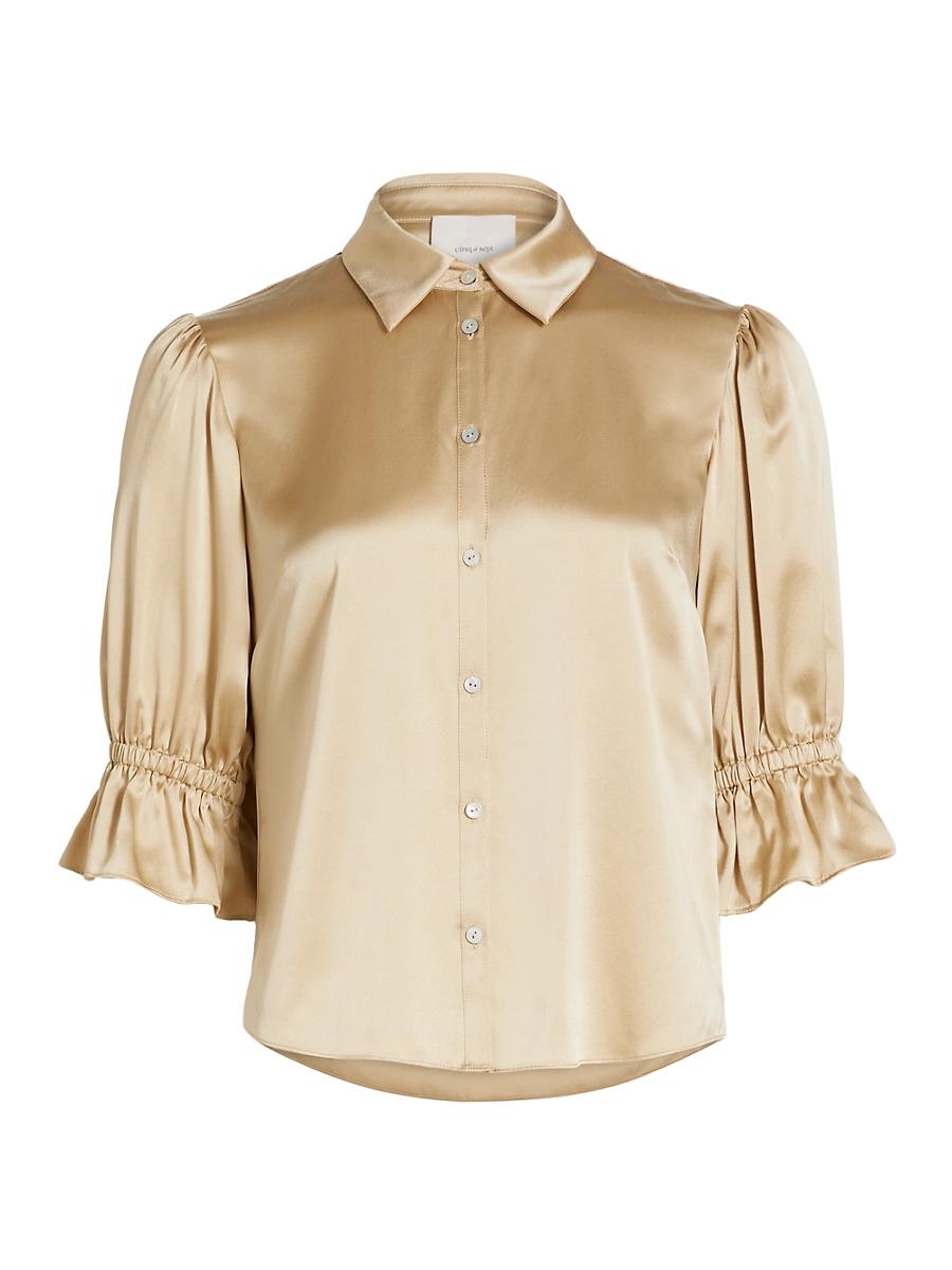 Womens Fiona Silk Puff-Sleeve Blouse Product Image