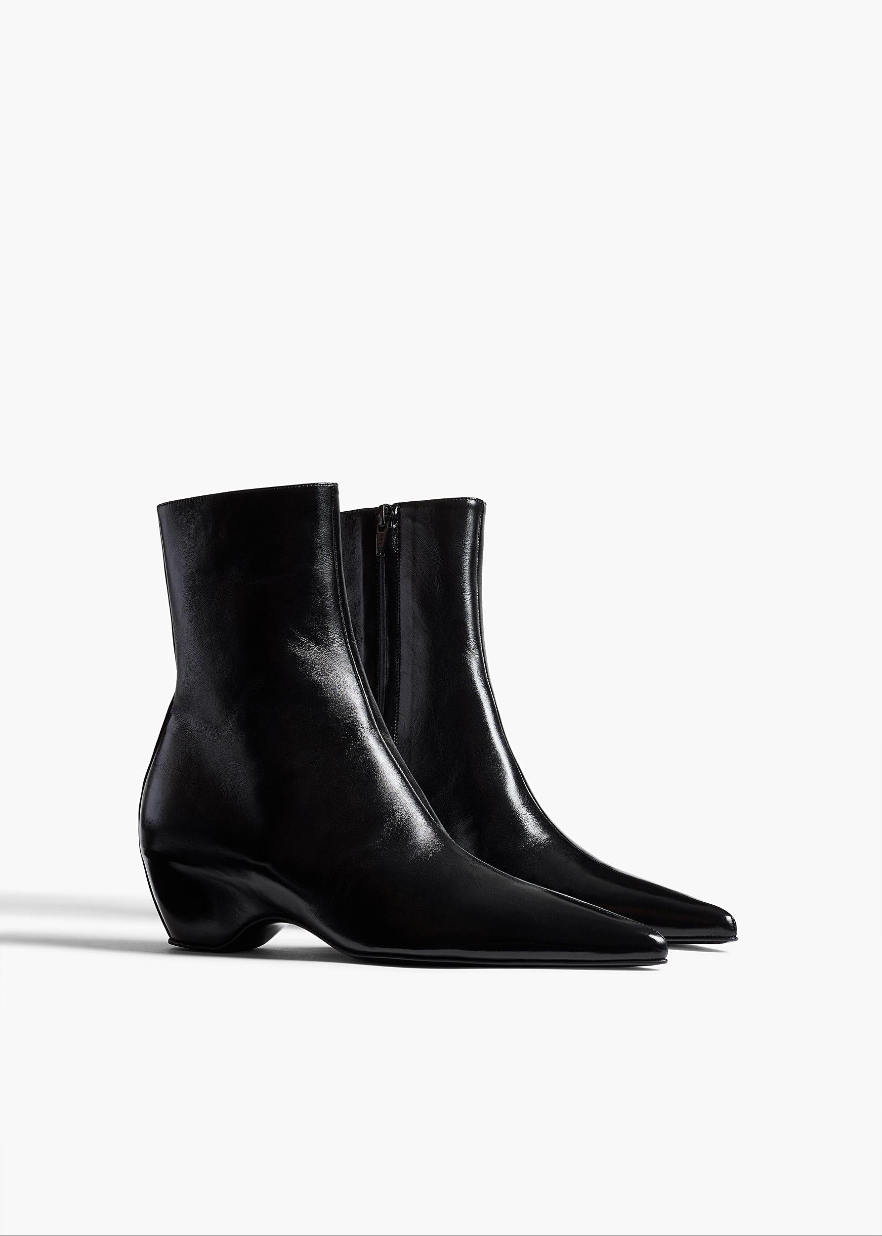 Sybil Ankle Boot in Black Glazed Leather Product Image