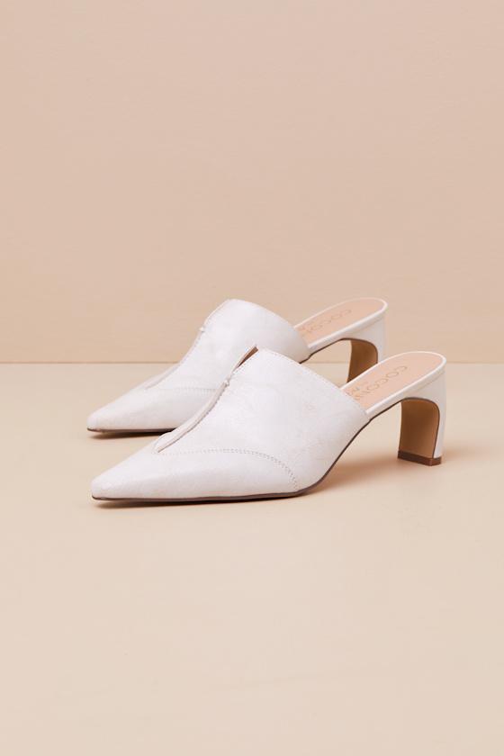 Crawford White Pointed-Toe Mule Pumps Product Image
