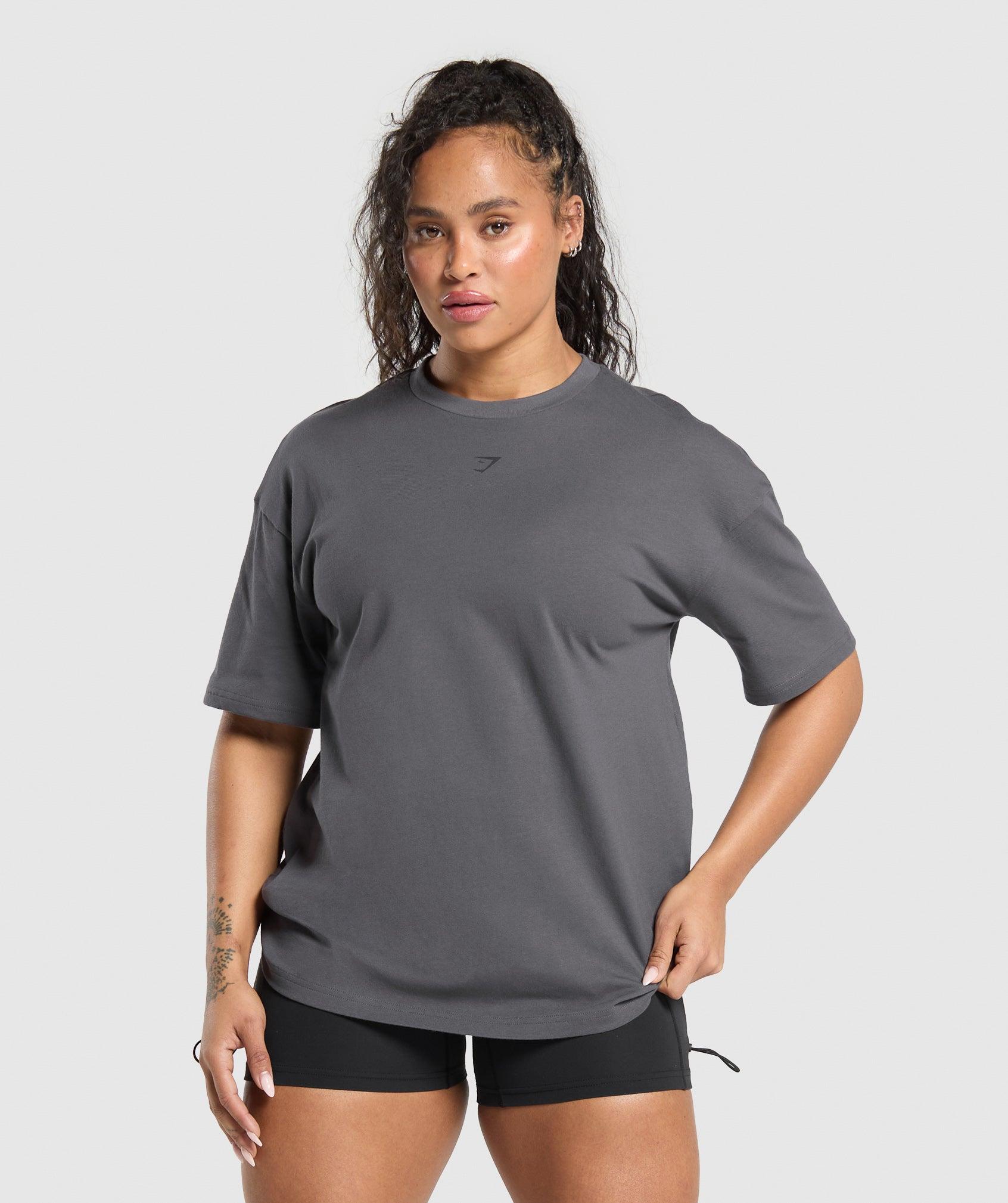 Gymshark Back Gains Graphic Oversized Tee - Graphite Grey Female Product Image