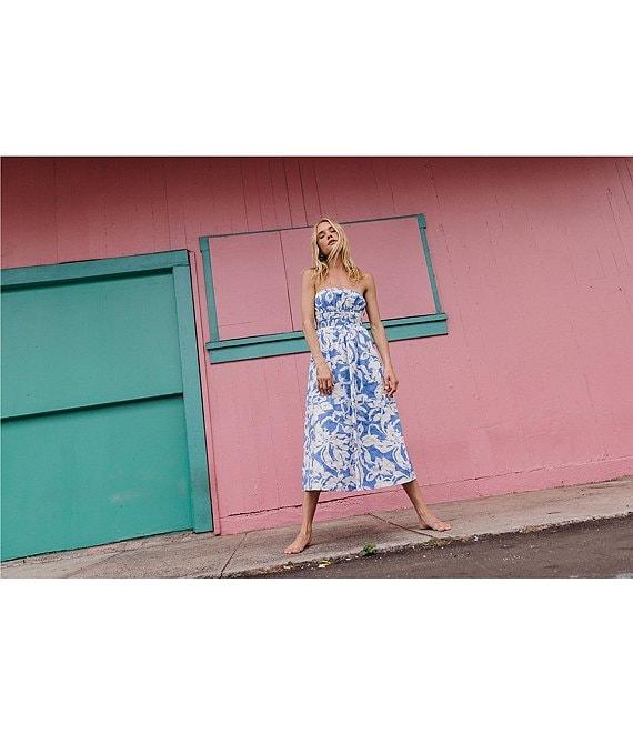 Billabong In The Sky Tropical Floral Printed Strapless Midi Dress Product Image