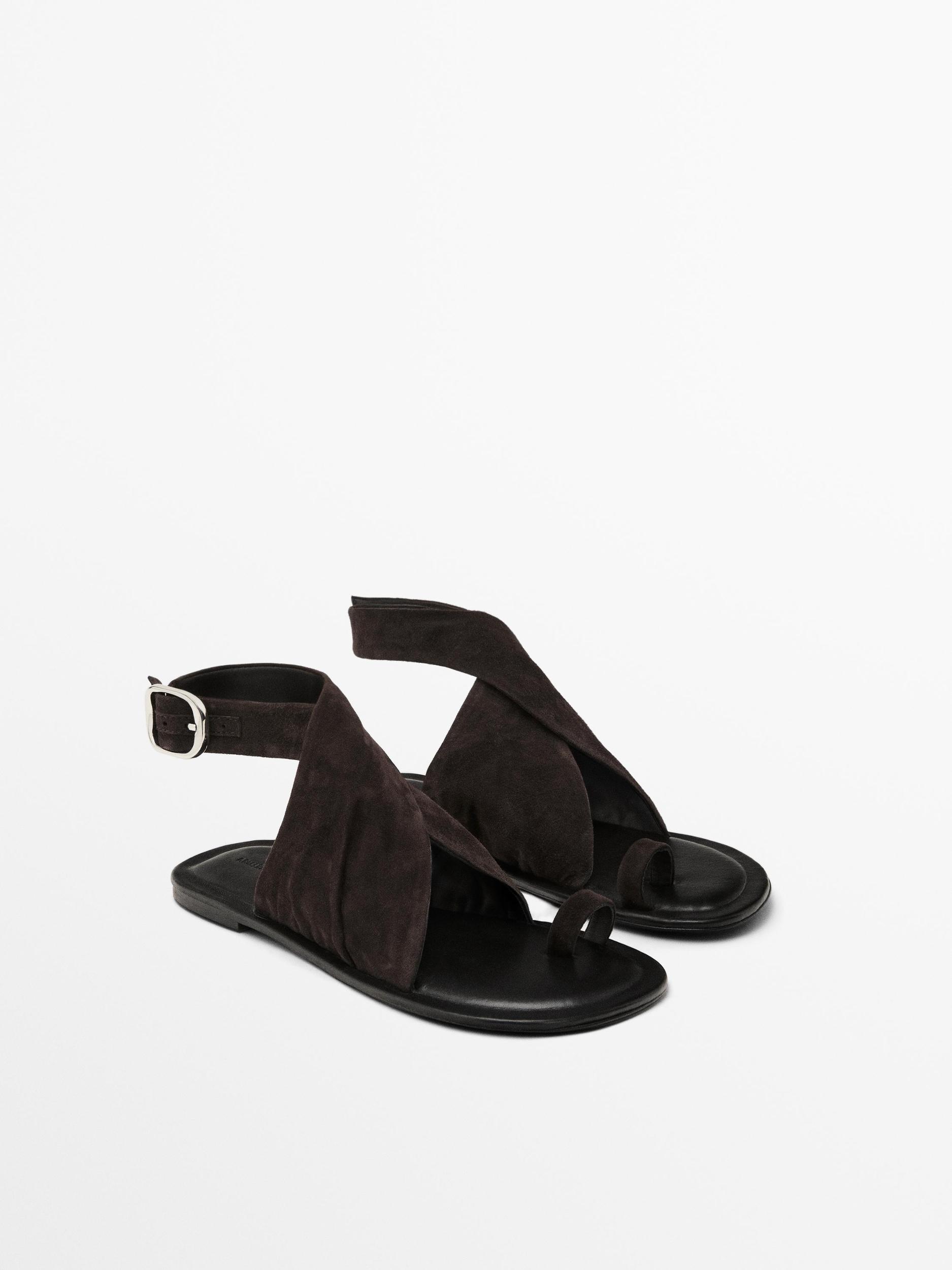 Suede crossover sandals Product Image