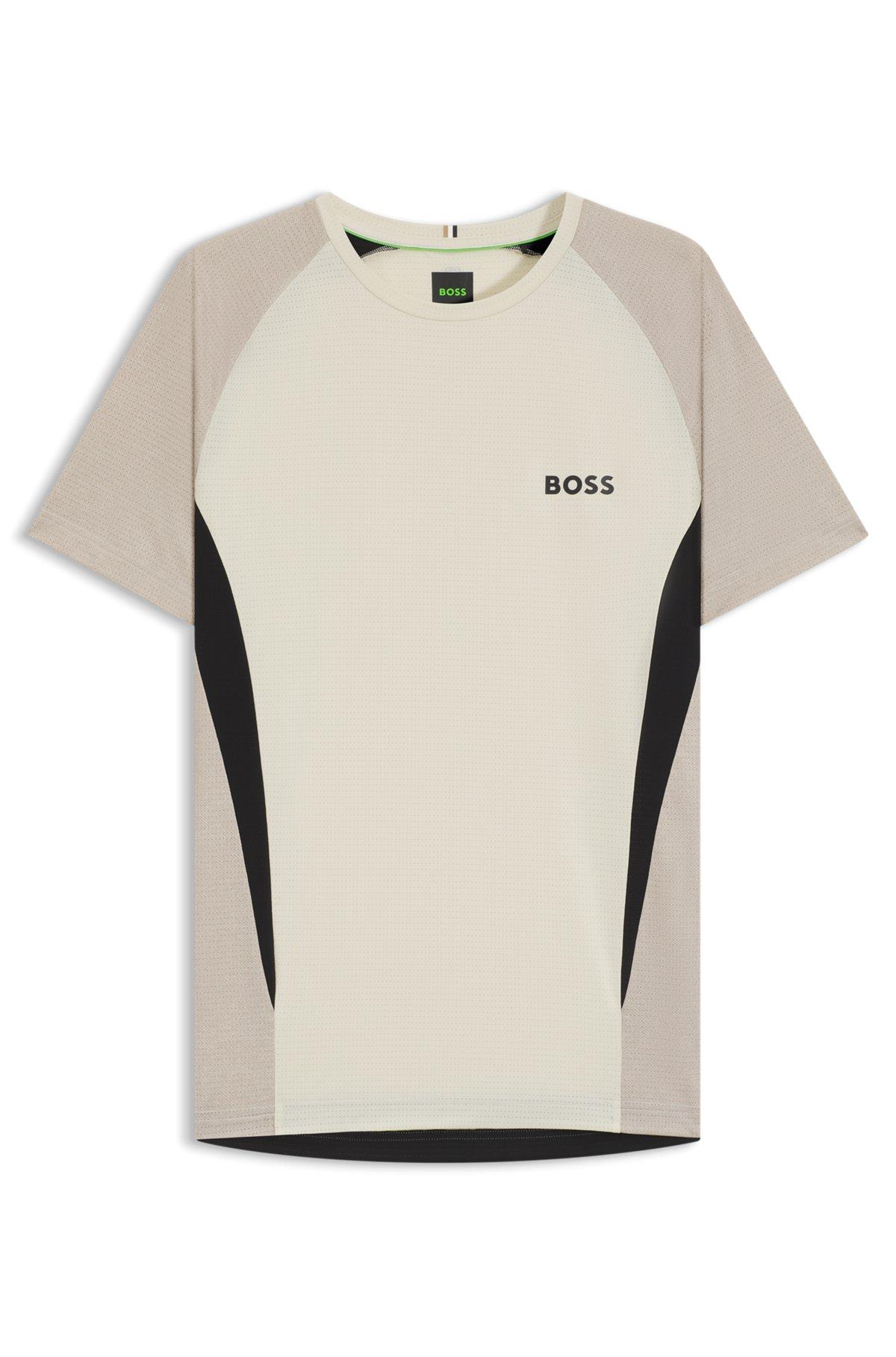 Mesh-jersey slim-fit T-shirt with colour-blocking Product Image