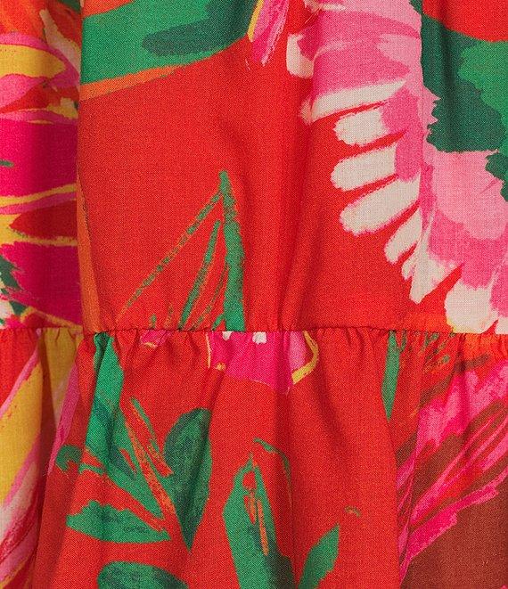 Midnight Doll Floral Print Puff Sleeve Smocked Bodice Midi Dress Product Image