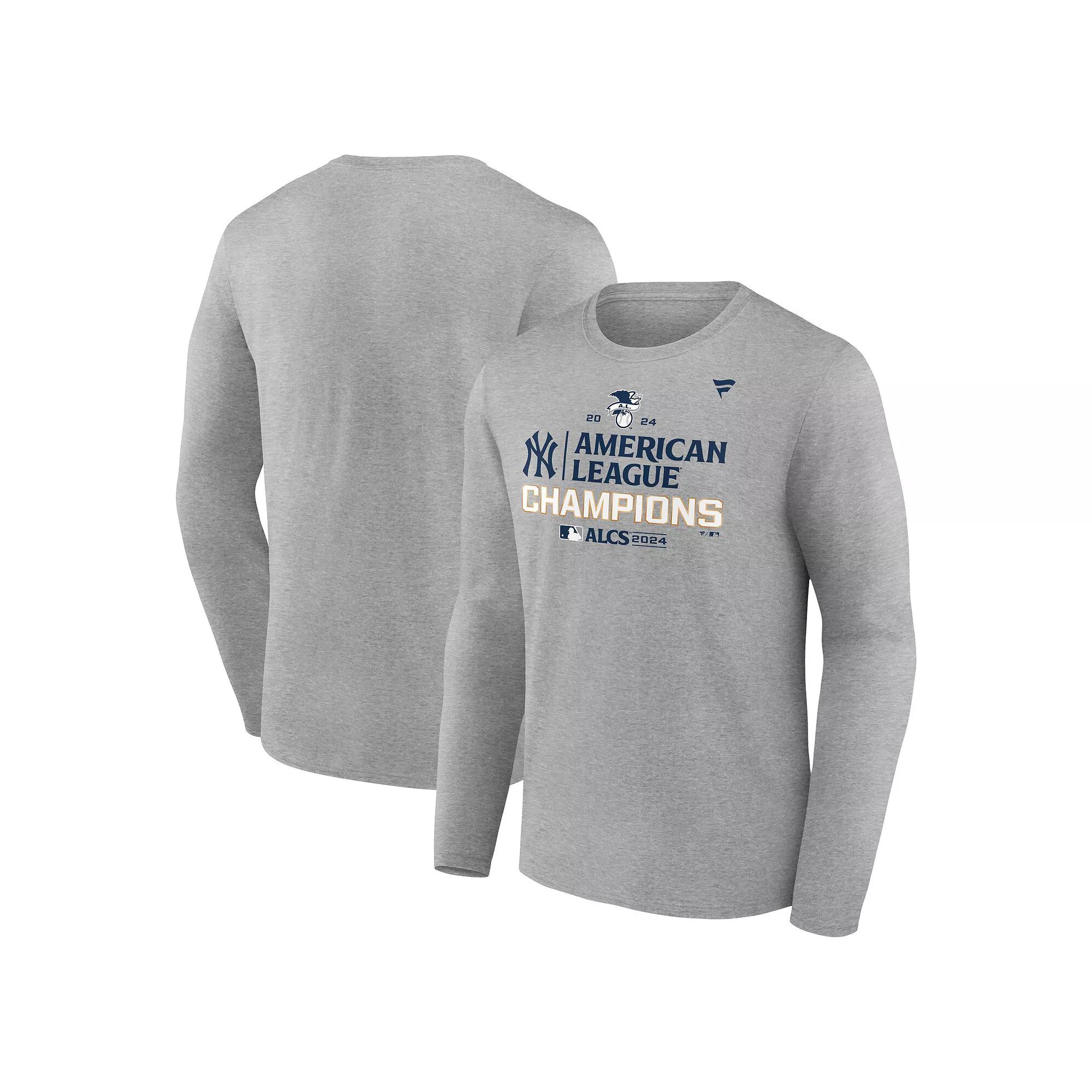 Men's Fanatics Heather Gray New York Yankees 2024 American League Champions Locker Room Long Sleeve T-Shirt, Size: 3XL, Grey Product Image