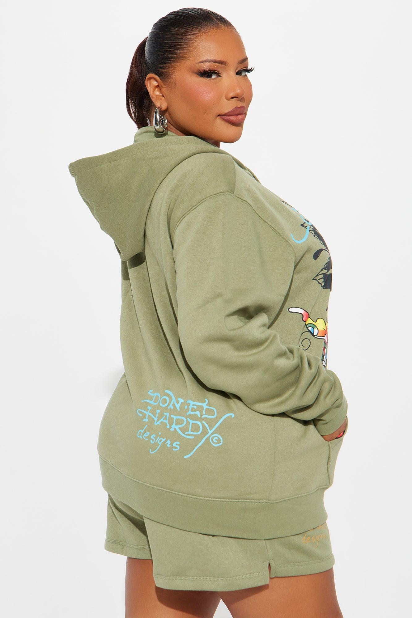 Ed Hardy Butterfly Zip Up Hoodie - Sage Product Image