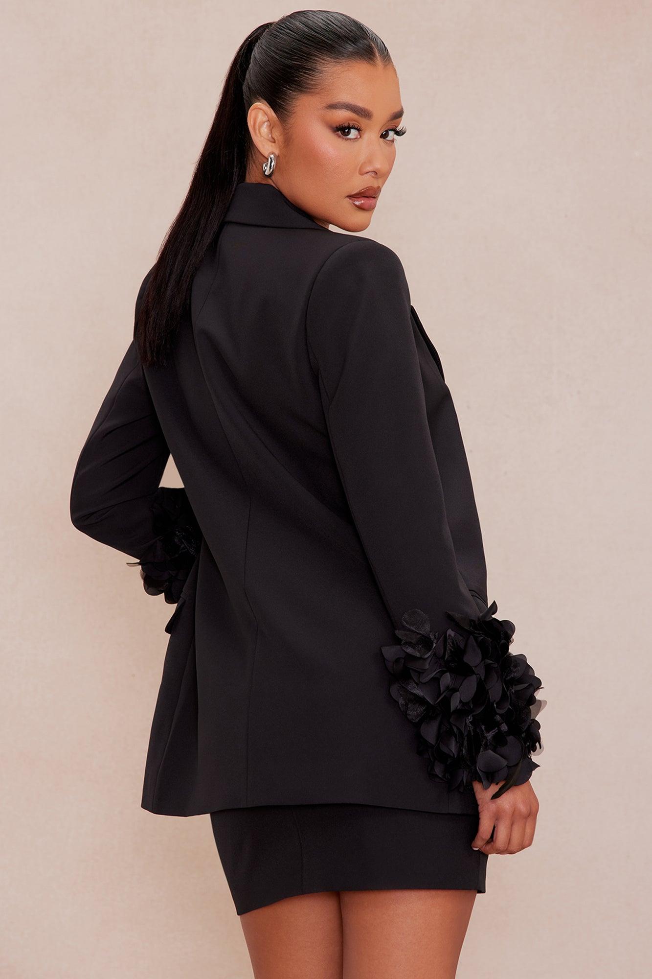 Elise Floral Applique Blazer - Black Product Image